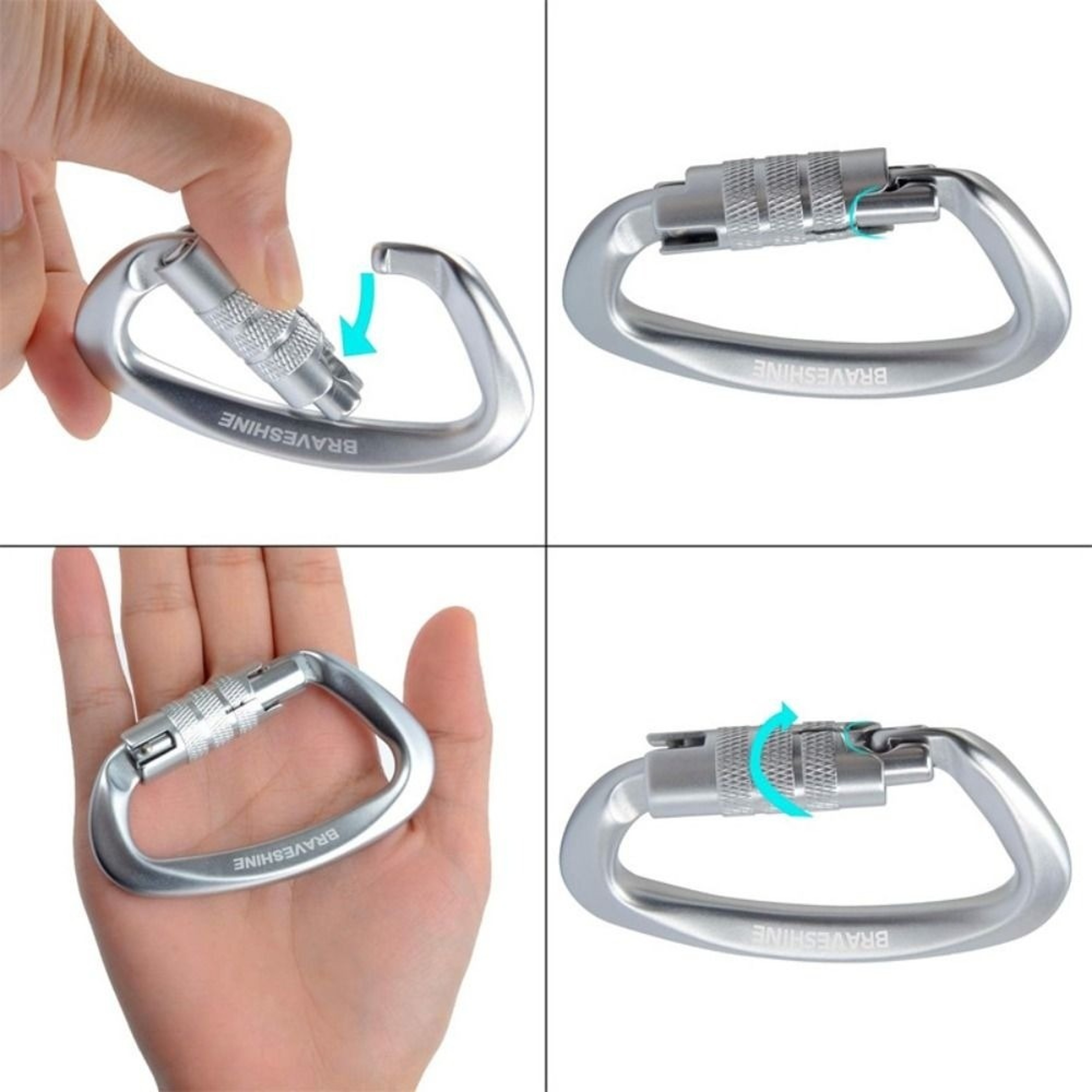 Multicolors Aluminum Carabiner, Professional Safety Lock D Shape Key Hooks for Climbing – view 1