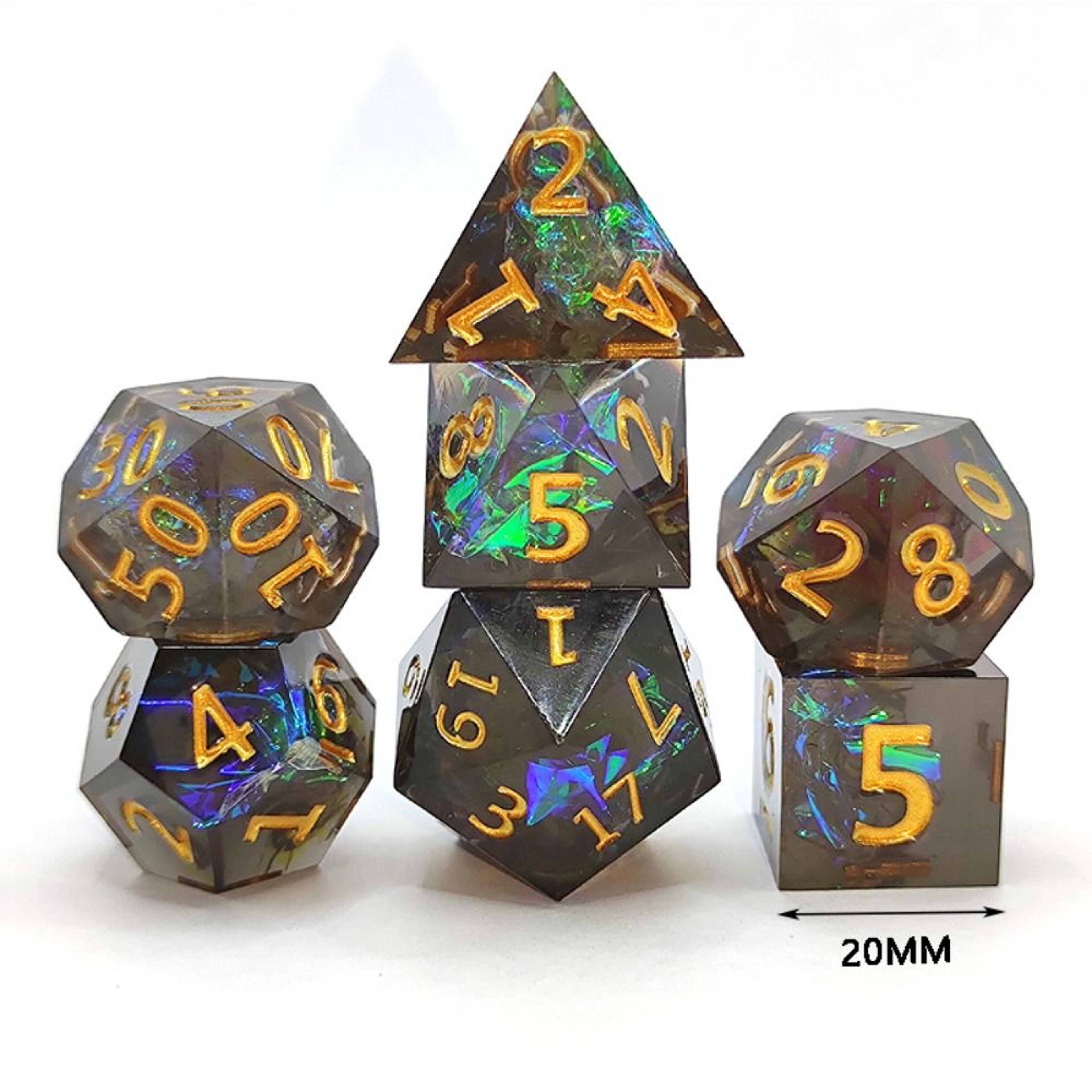 Polyhedral Resin Dice Set, Multicolor Dice, Creative Sharp Corner Dice Gift Collection – view 6