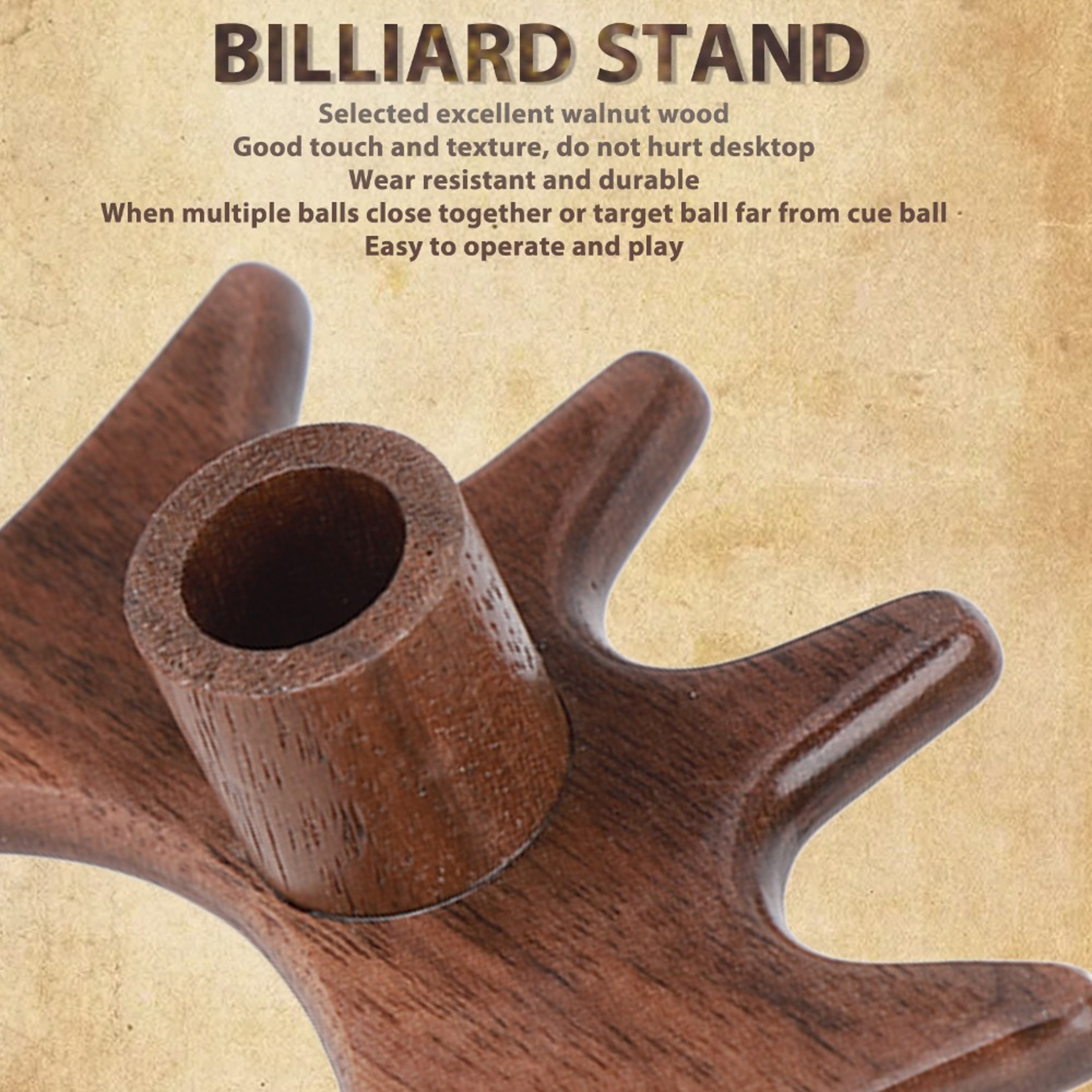 Billiards Cue Stick Accessory, High Fork Walnut Wood, Wooden Pool Cue Bridge Head – view 2