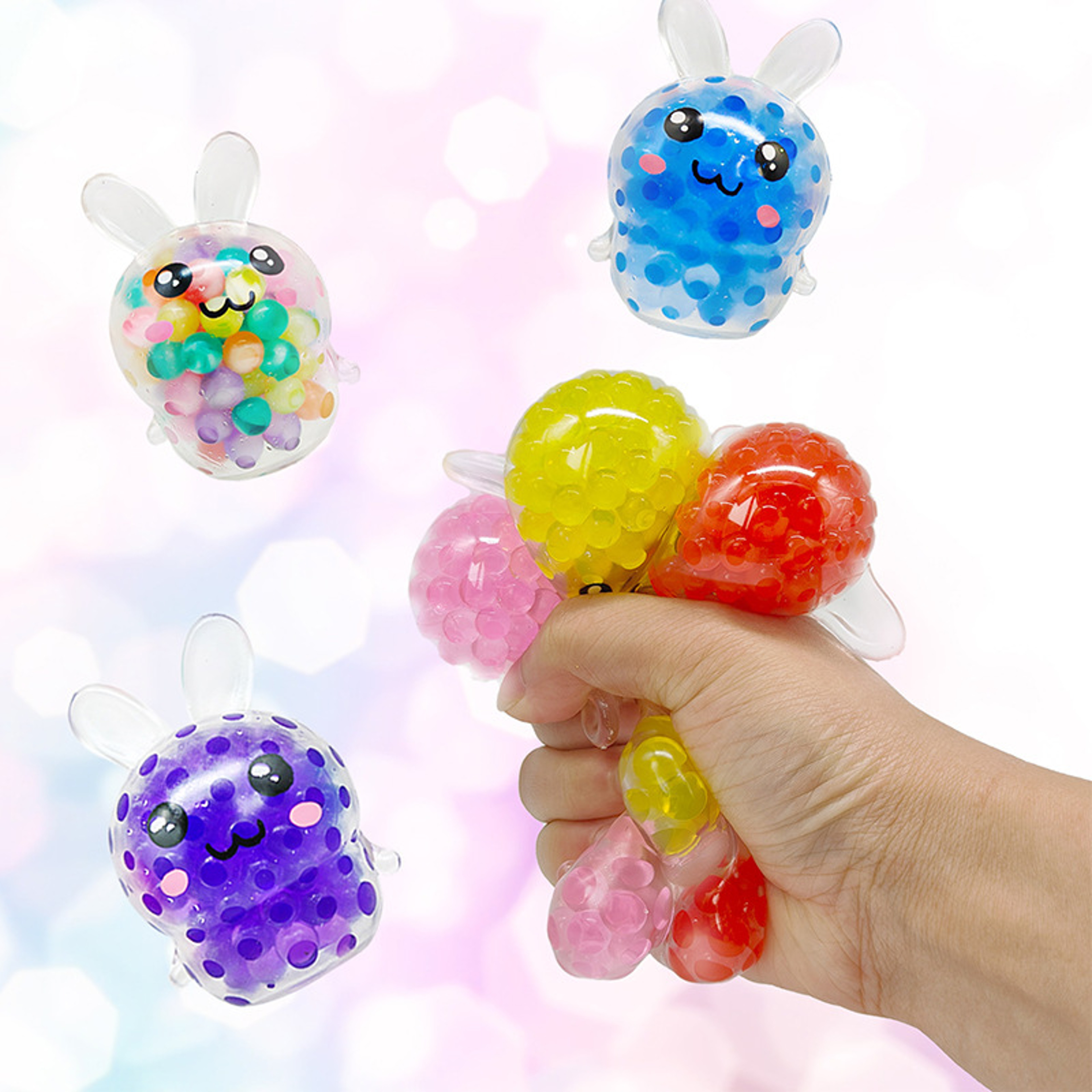 Random Color Squishy Bunny Toy For Kids Easter Basket Fidget Toy Sensory Anxiety Relief Gift 0