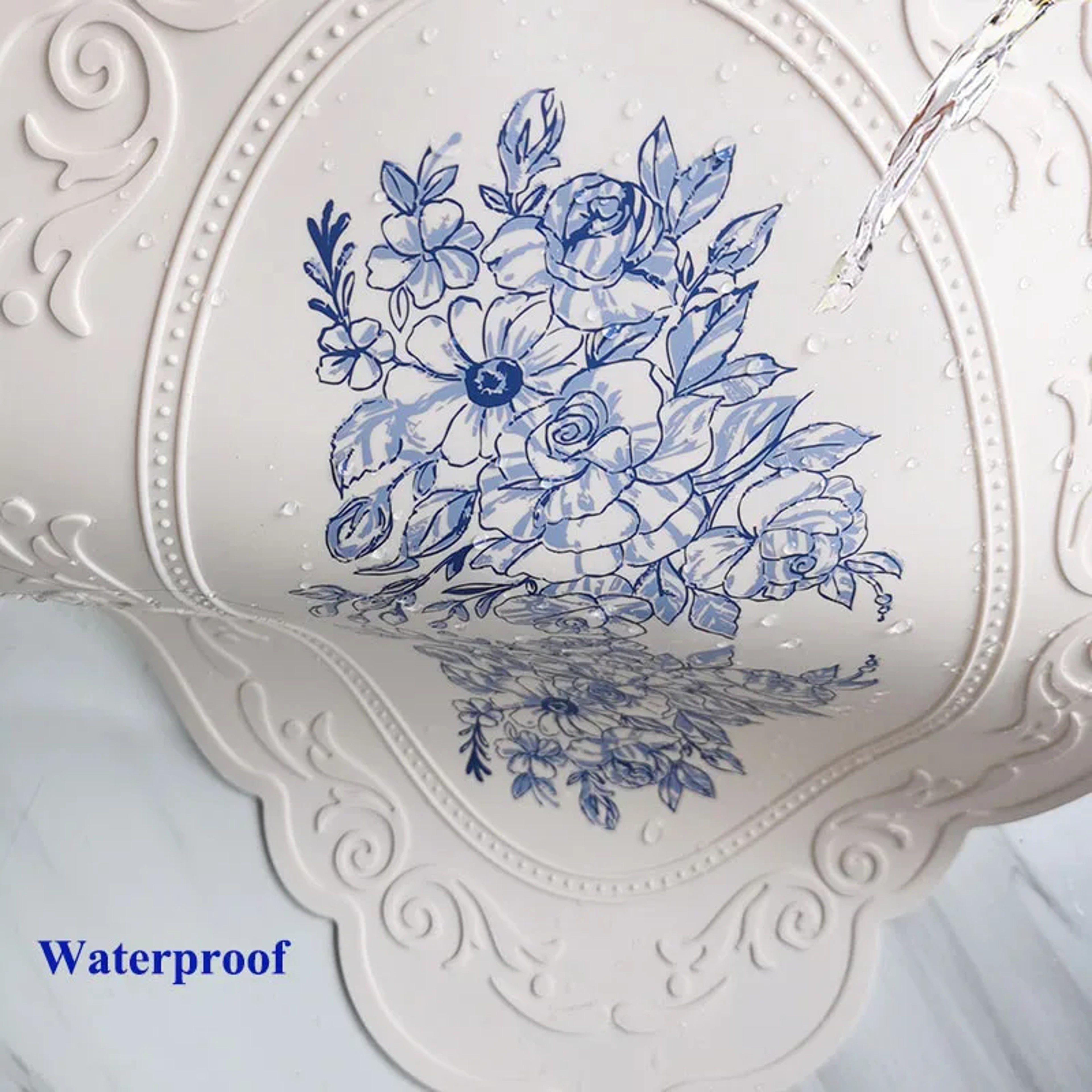 Waterproof Silicone Dining Mat, Floral Placemats with Retro Carved Design for Kitchen Table, Coffee Pad, Tableware Mats – view 3