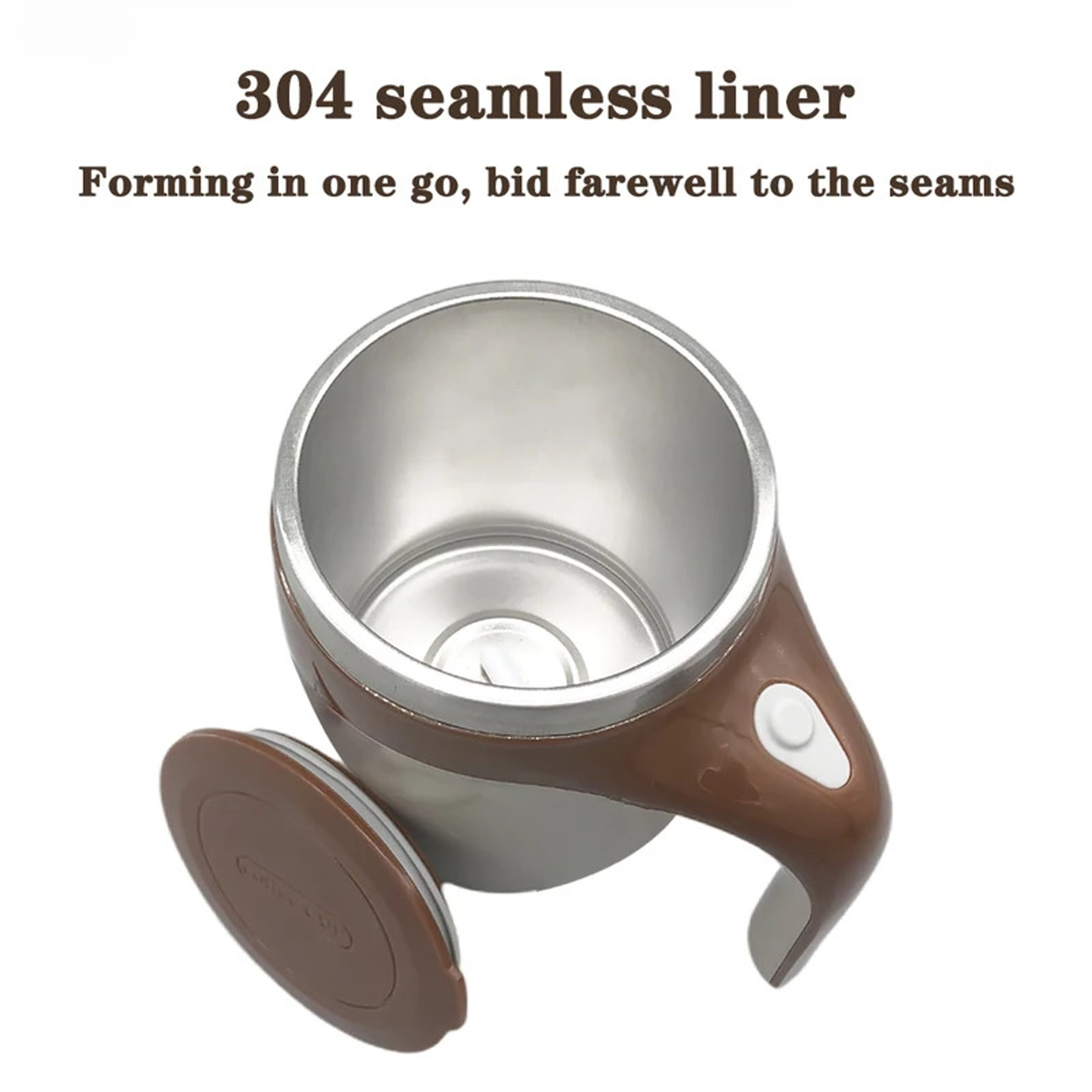 Magnetic Rotating Electric Lazy Coffee Stirring Cup, Stainless Steel Auto Stirring Milk Cup Mark Cup – view 3