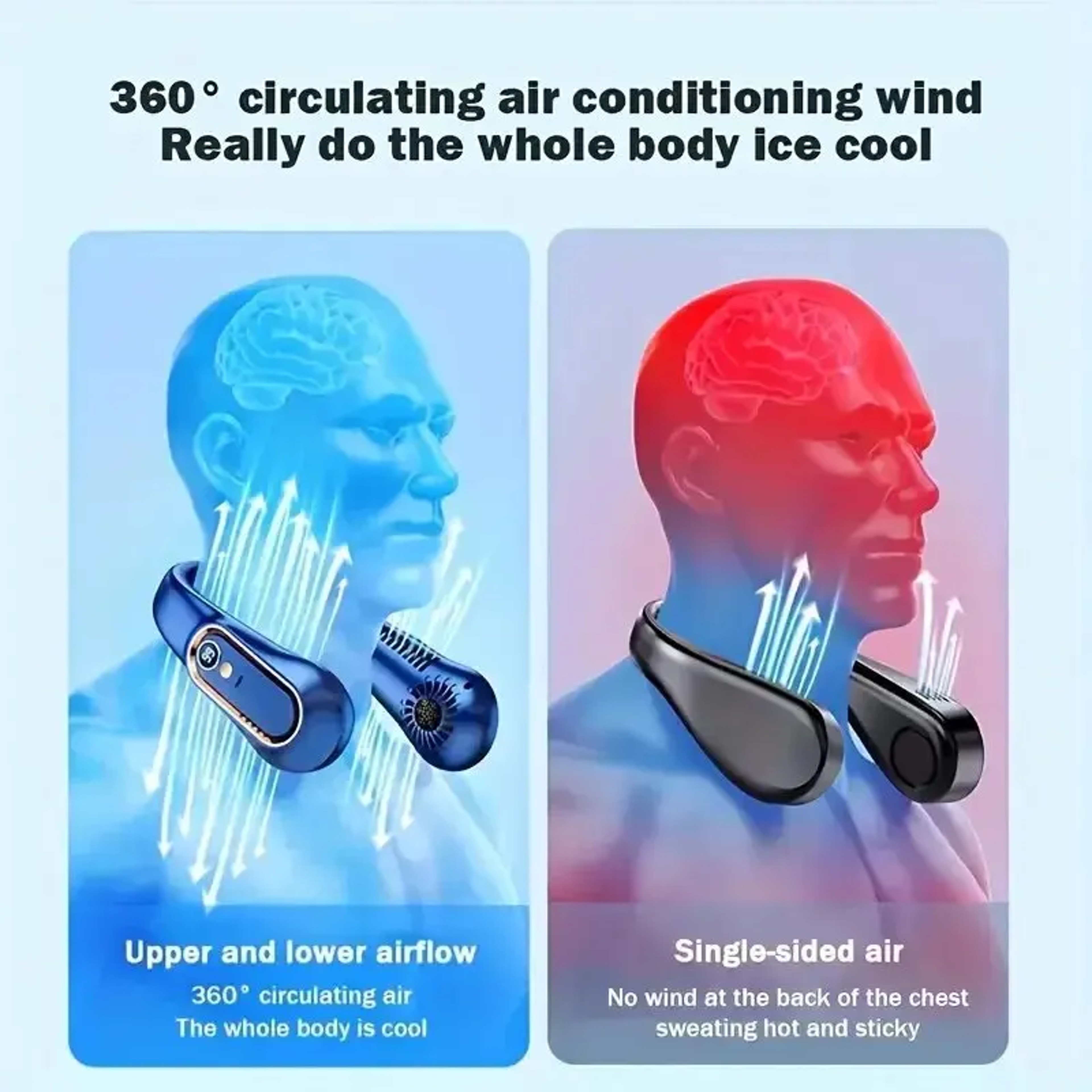 Portable Vaneless Hanging Neck Fan With USB Cooler Digital Display Adjustable Speeds And Bladeless  1