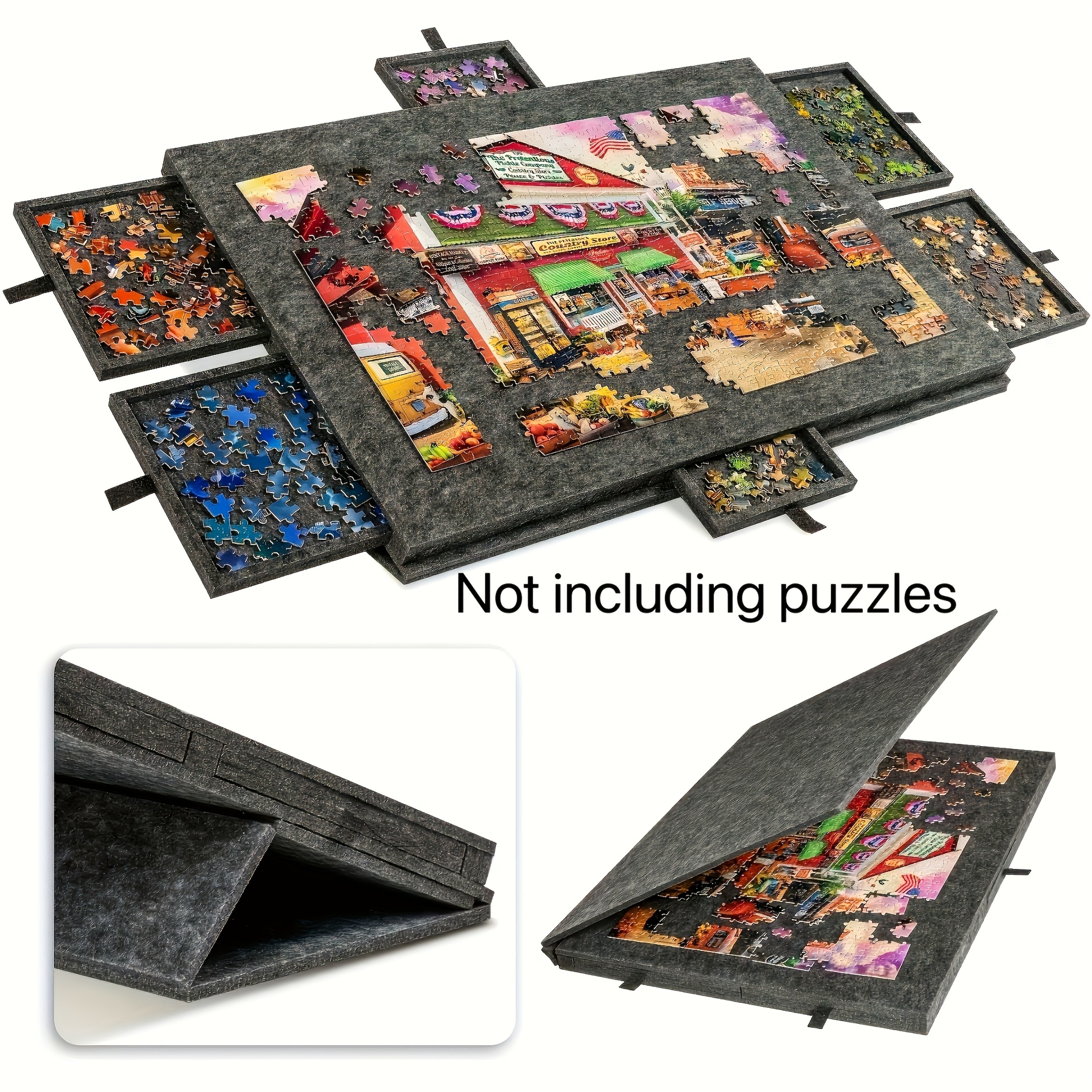 Foldable Puzzle Storage Table with Felt Top, Drawer Organizer for Easy Storage – view 8