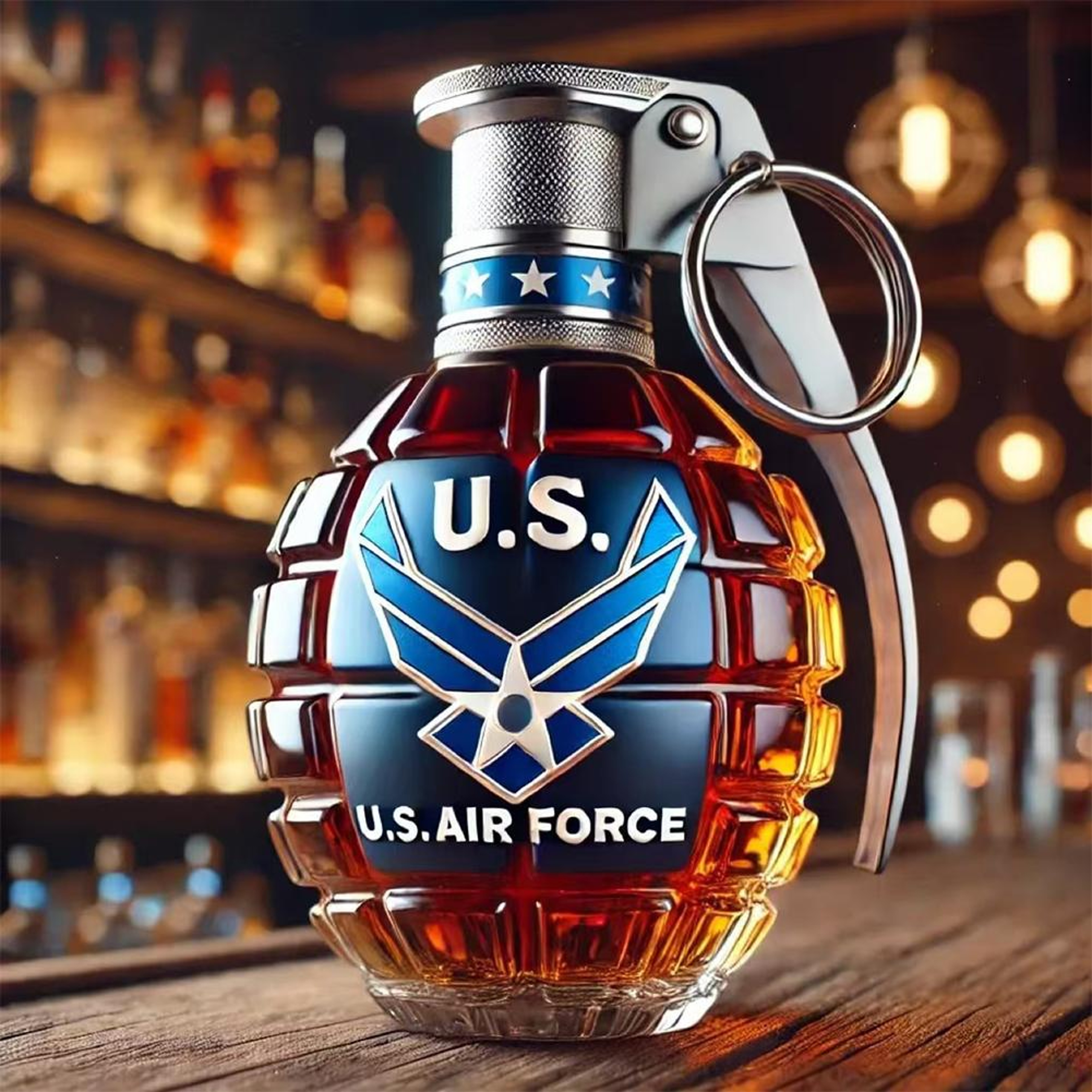 Unique Engraved Whiskey Glass with Eagle Emblem Bottle, Hand Shape, Bar Gift – view 2