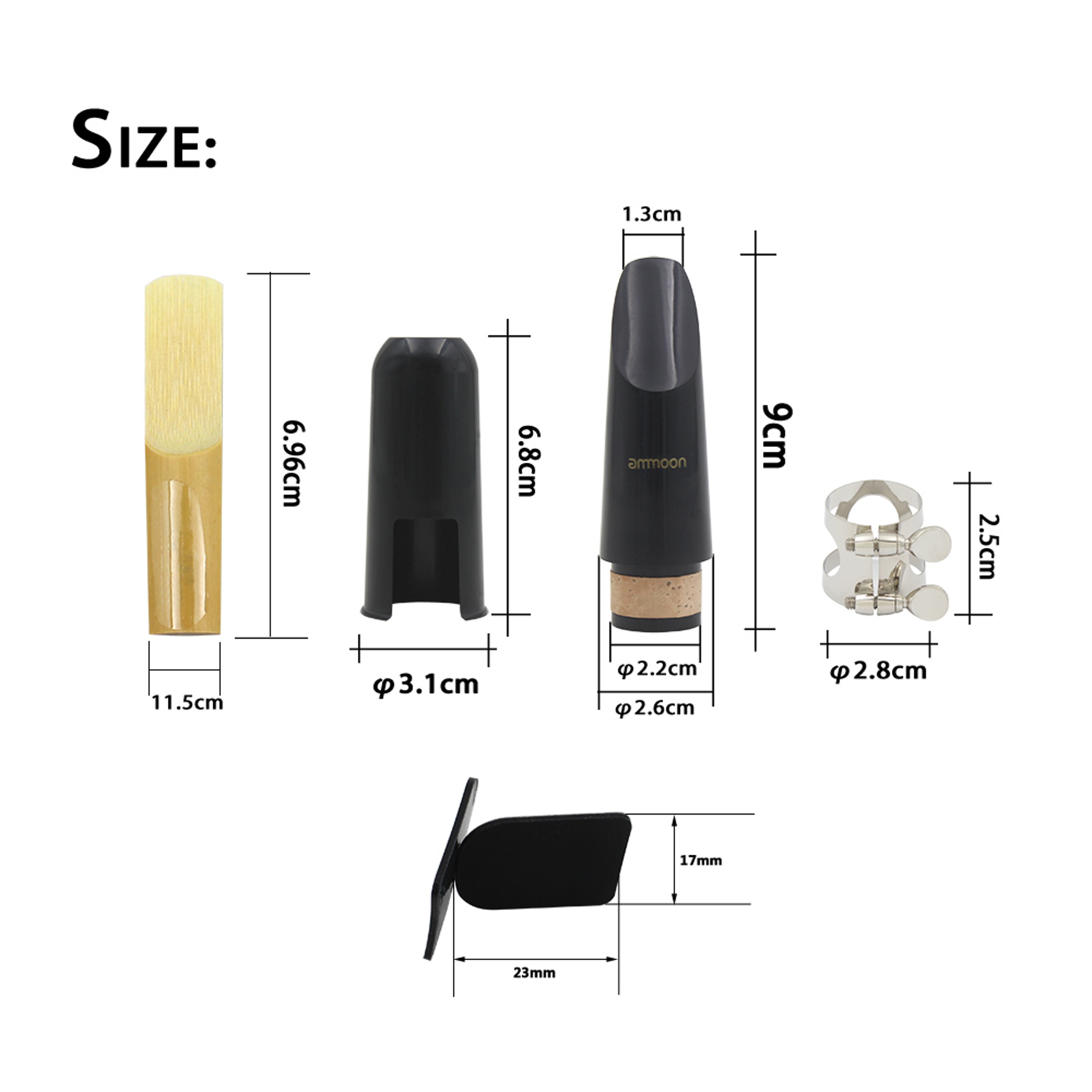 Professional Traditional Bakelite Mouthpiece with Reed, Mouthpiece Patches Pads, Black Pipe Set for Clarinet – view 3