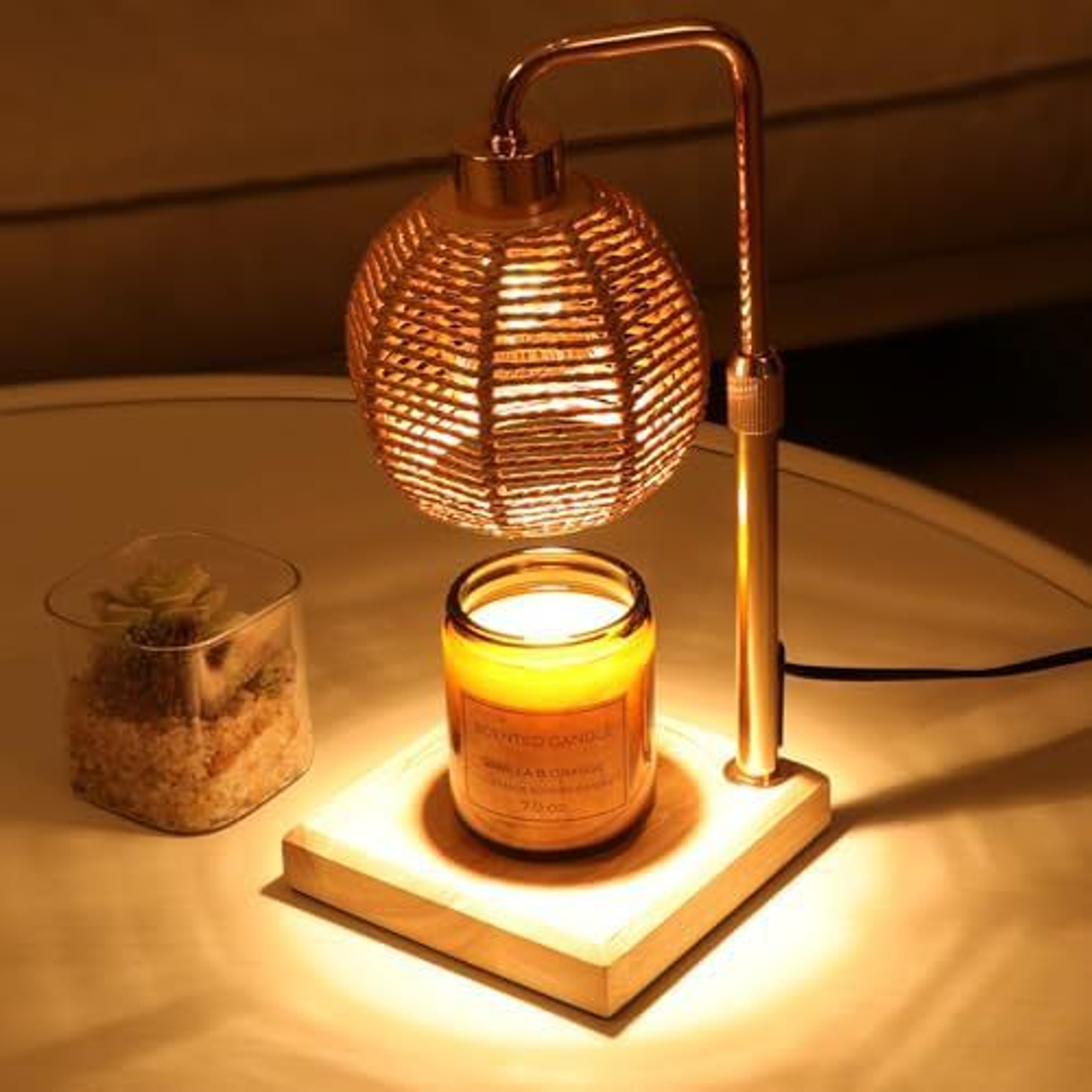 Creating Atmosphere Ornaments, Retro Linen Takraw Ball-shaped Aromatherapy Lamp with Wax and Timer – view 7