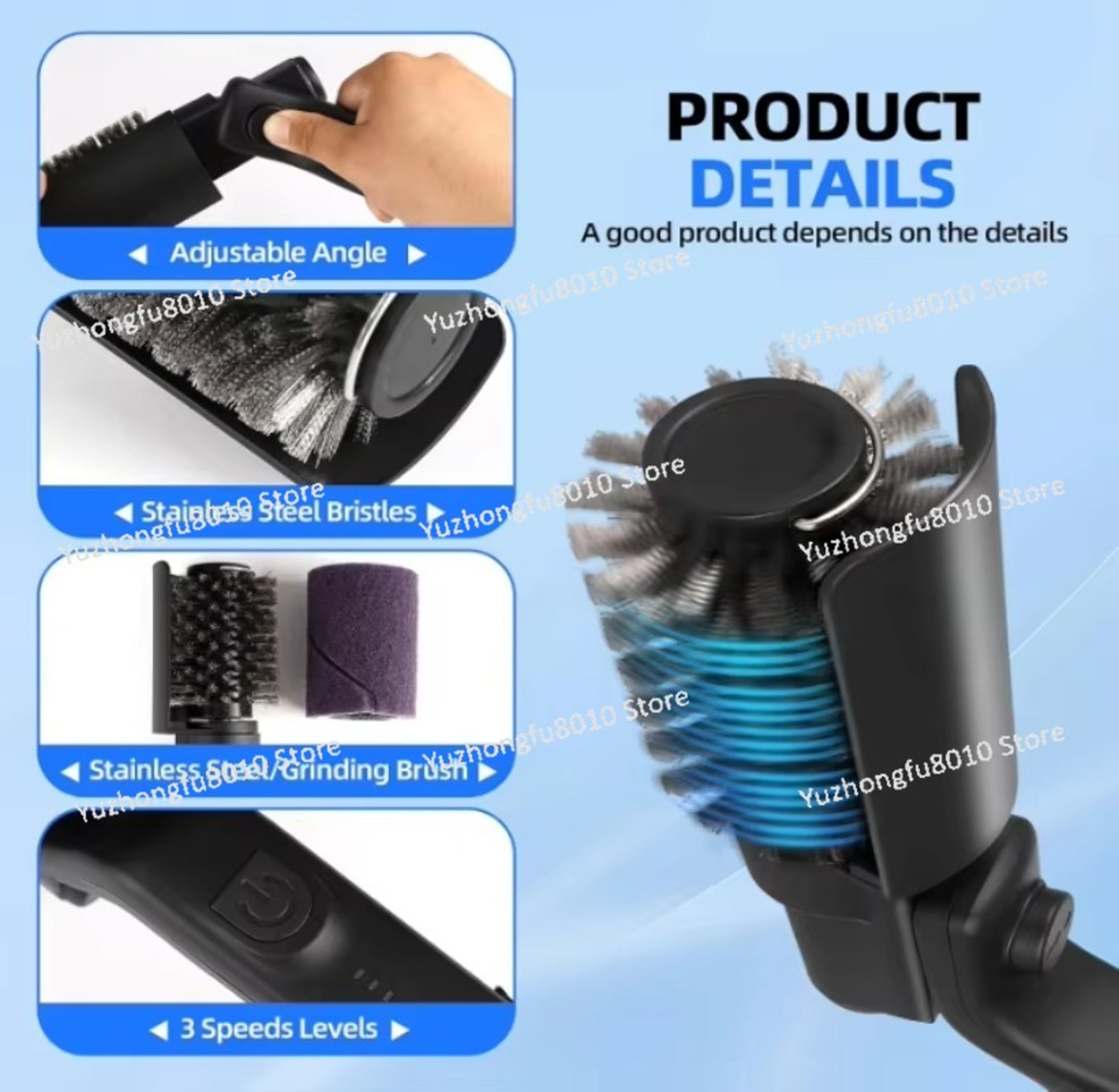 Angle Adjustable Portable Electric BBQ Brush Powerful Cleaning Heavy Oil Brush Outdoor Household Cl 3
