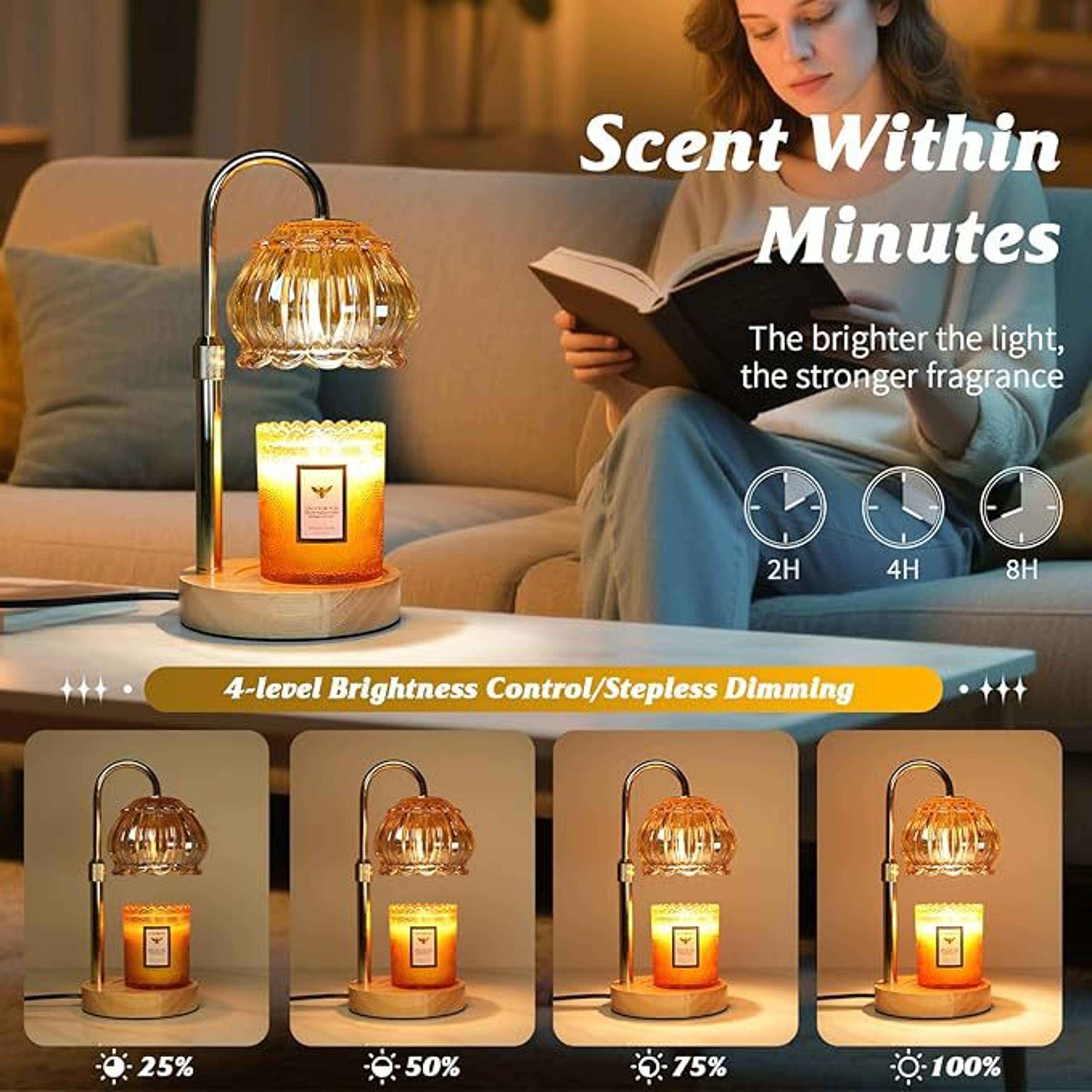 Aromatherapy Lamp, Retro Wax Melting Lamp, Adjustable Height, Bedroom Ambient Light, Minimalist Decoration – view 2