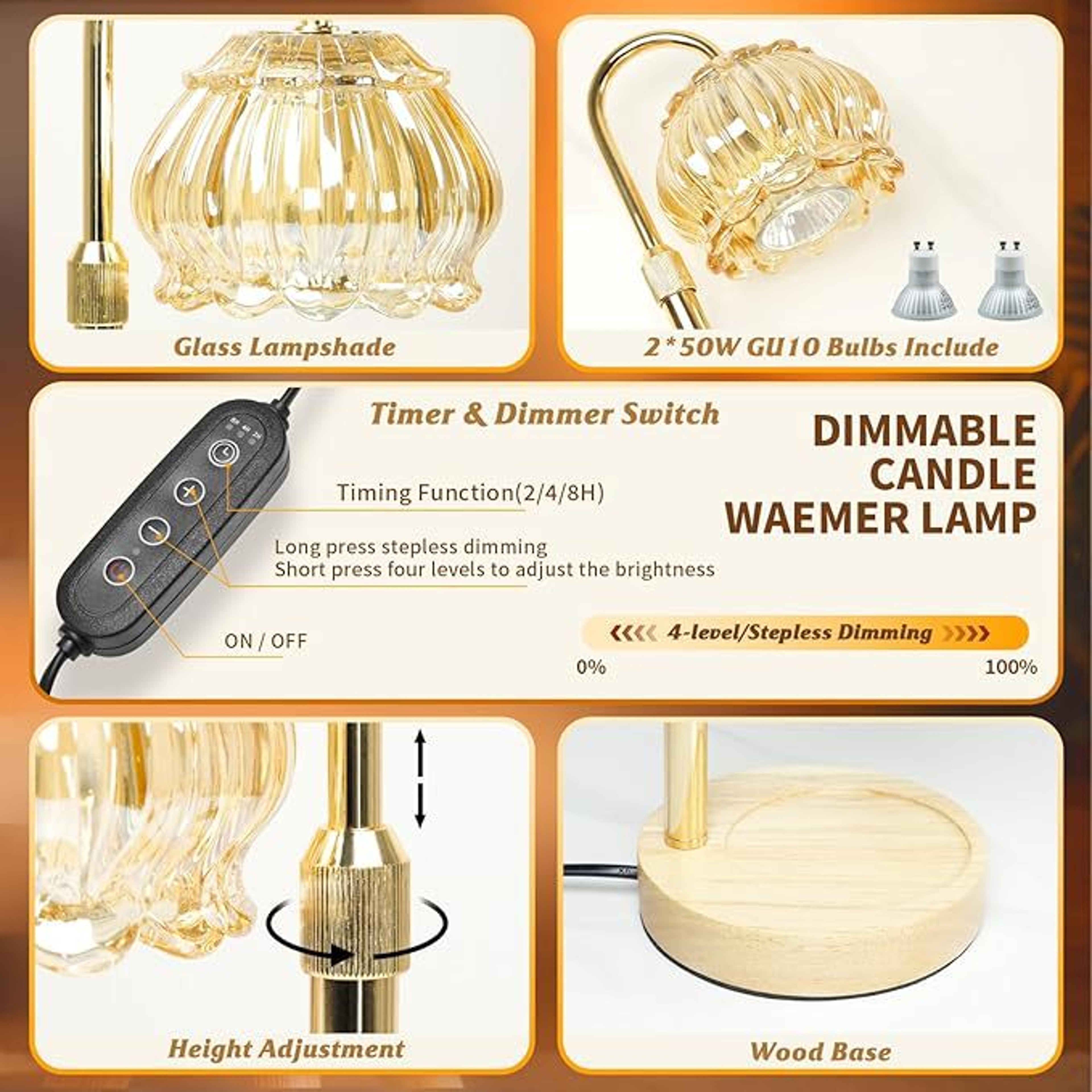 Aromatherapy Lamp, Retro Wax Melting Lamp, Adjustable Height, Bedroom Ambient Light, Minimalist Decoration – view 4