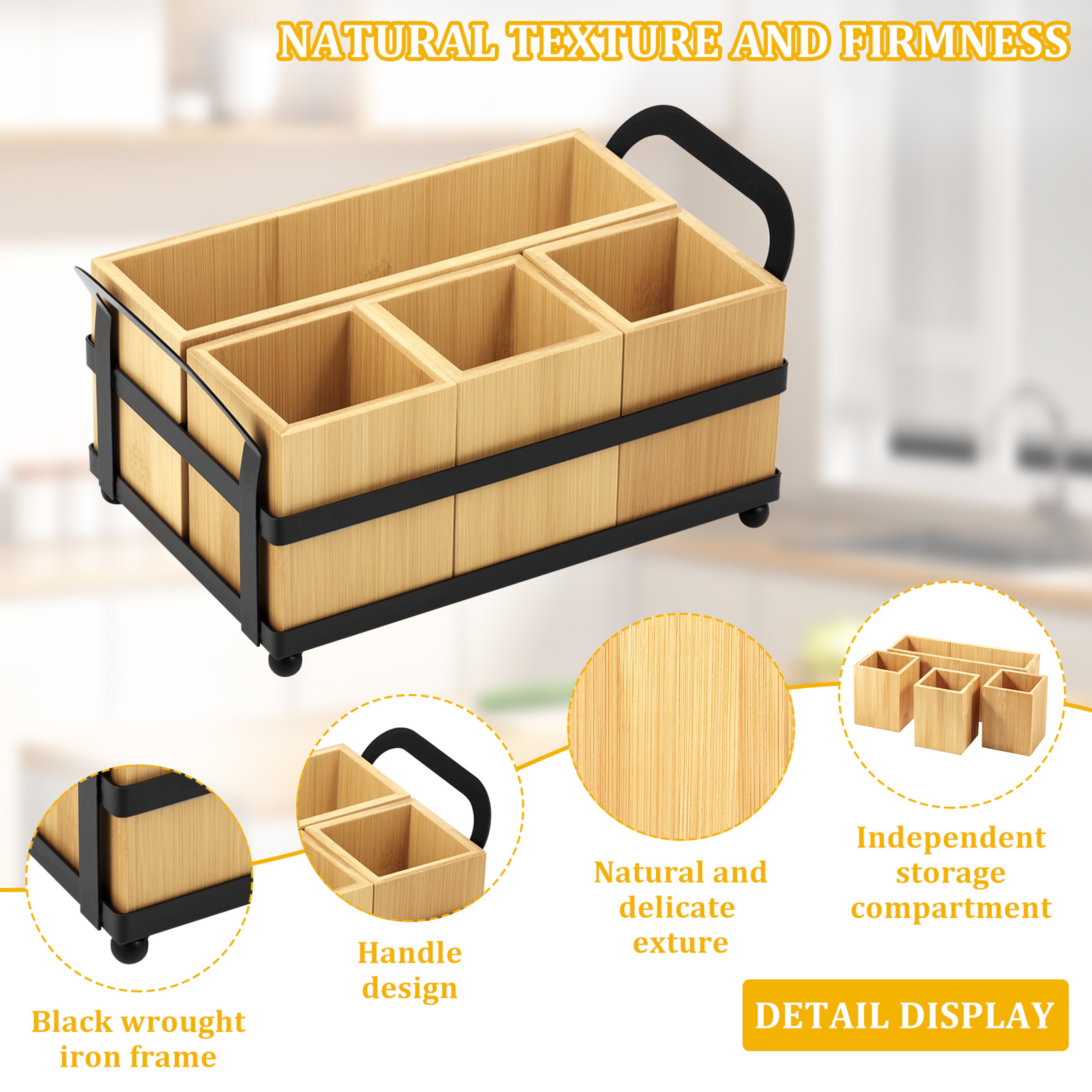 Cooking Utensil Organizer, Compartments Countertop kitchen, With Double Handle, Durable and Stylish – view 4