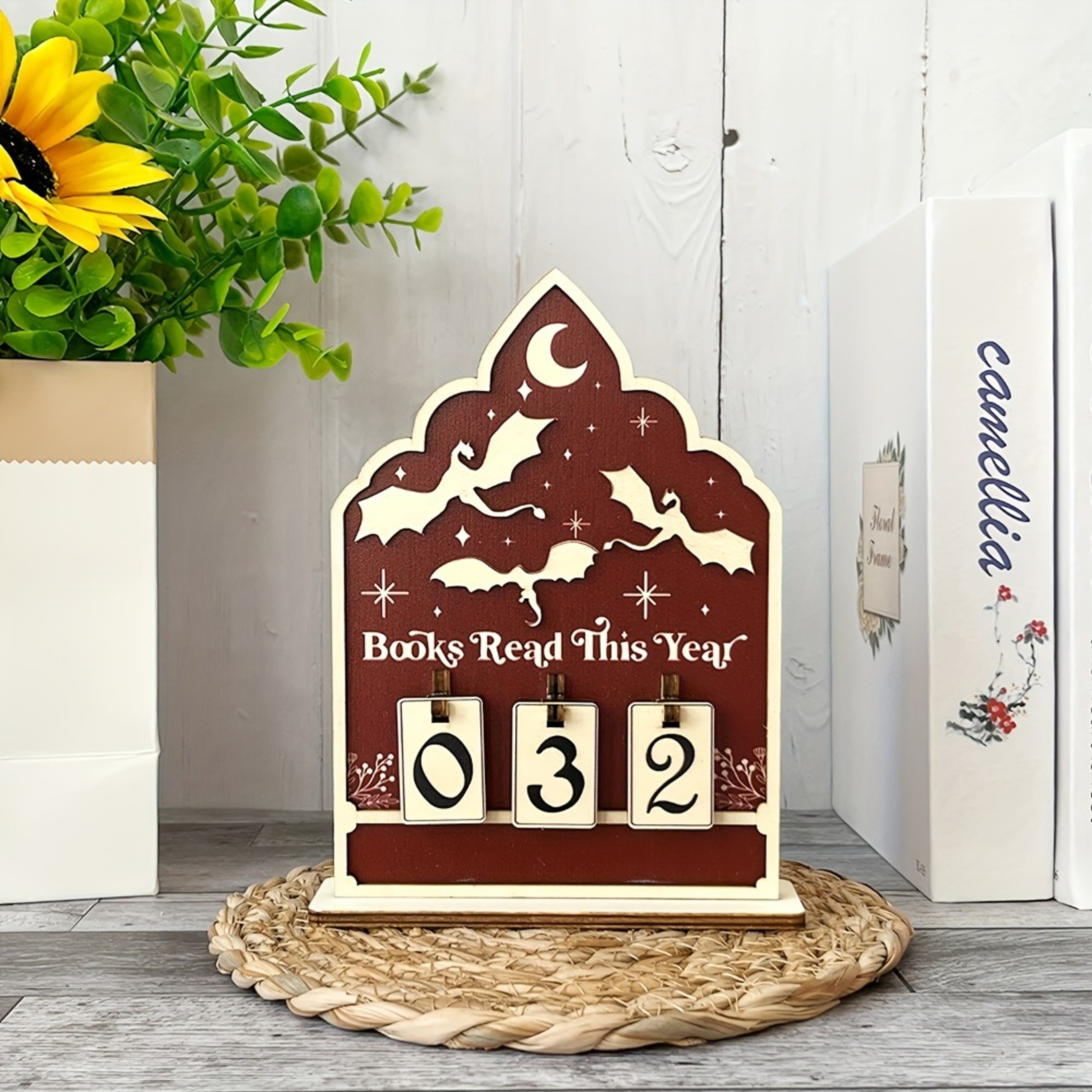 Book Lovers Reading Counter, Wooden Desktop Tracker, Double Thickness Bookshelf Ornaments, Crafts Gifts – view 7