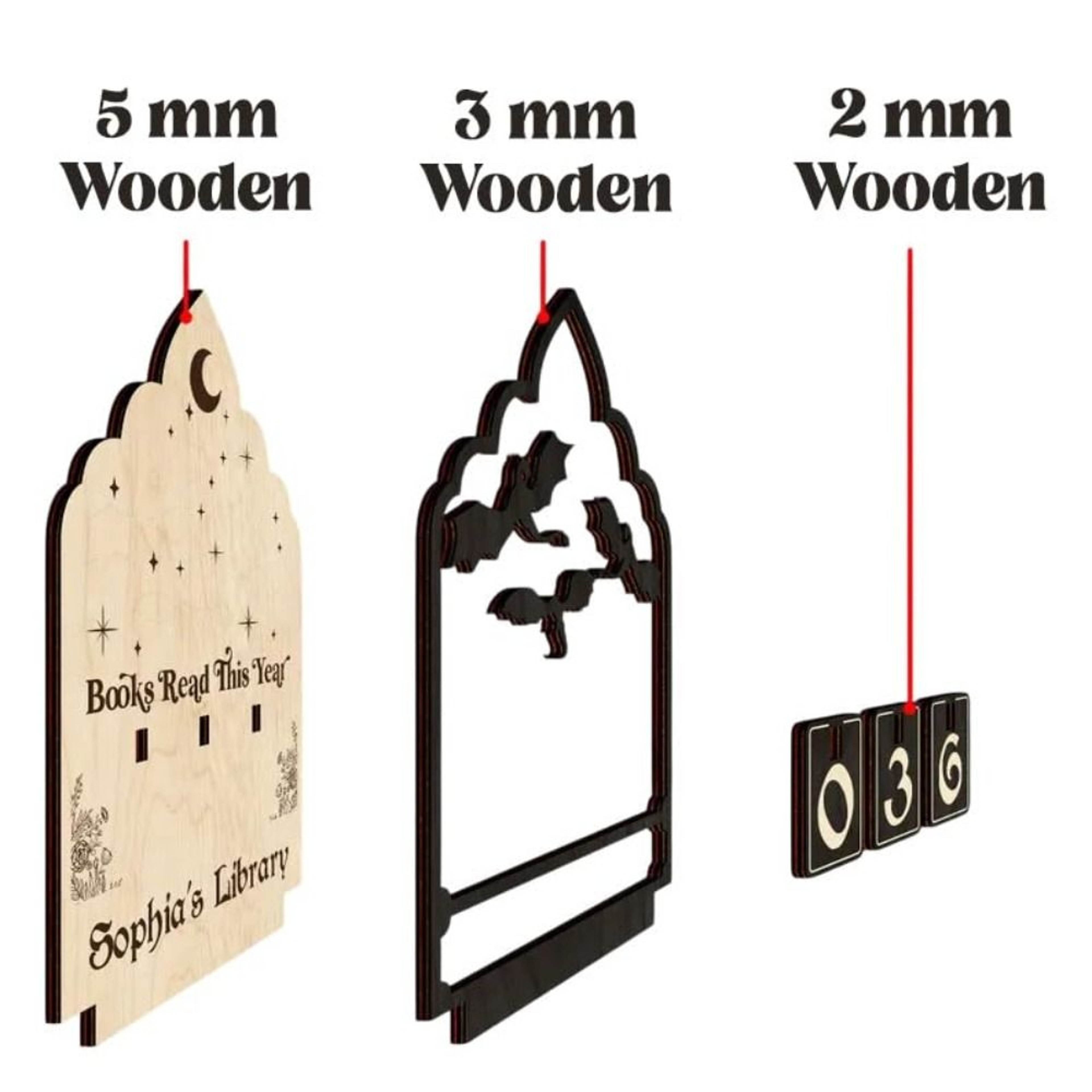 Book Lovers Reading Counter, Wooden Desktop Tracker, Double Thickness Bookshelf Ornaments, Crafts Gifts – view 5