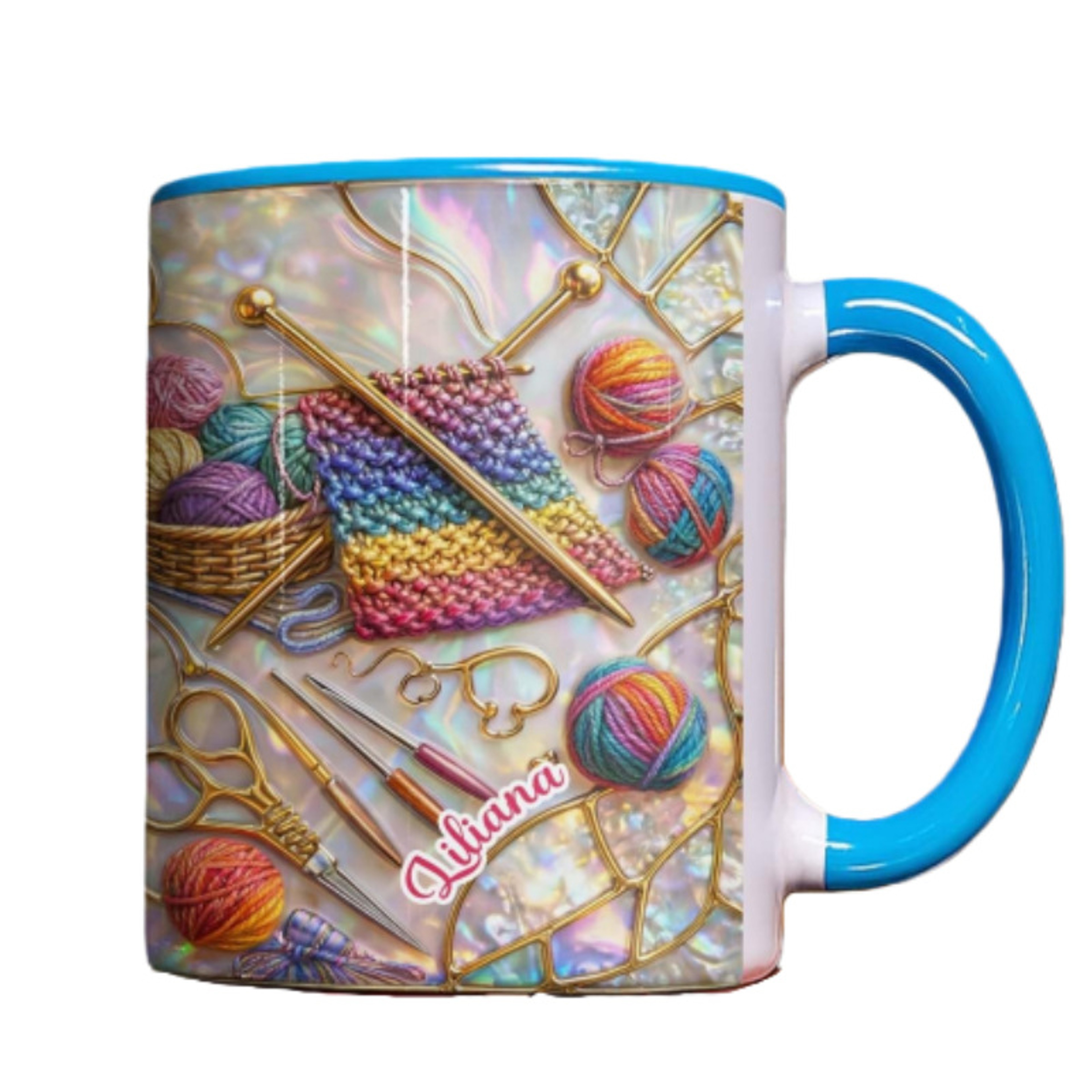 Handcraft Themed Coffee Cup, Knitting Sewing Tools Mug, Office and Home Water Cup, Decorative Item, Perfect Gift – view 7