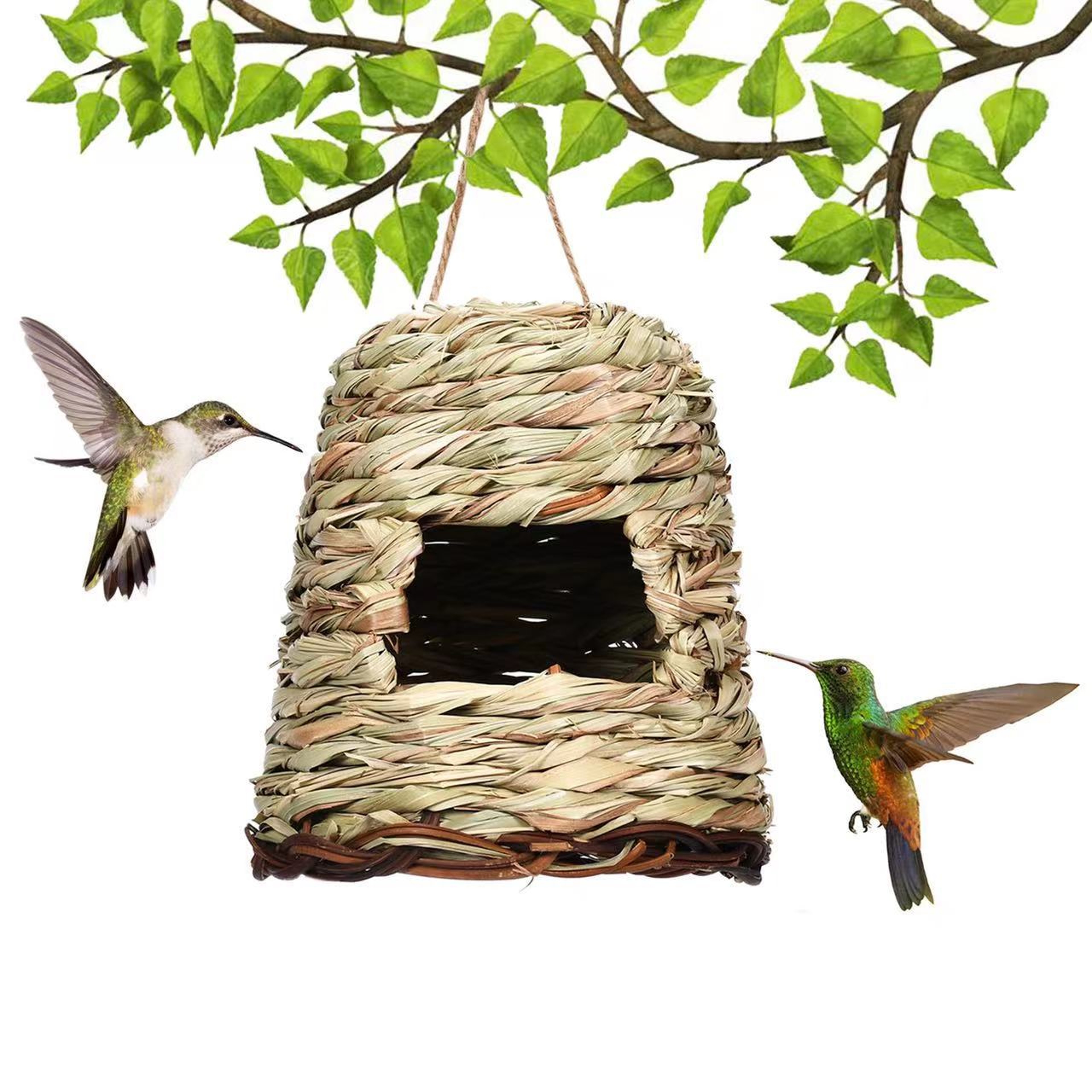 Handwoven Grass Wicker Birdhouse, Assorted Natural Bird Nest Set, Hanging Bird Shelter for Small Birds – view 11
