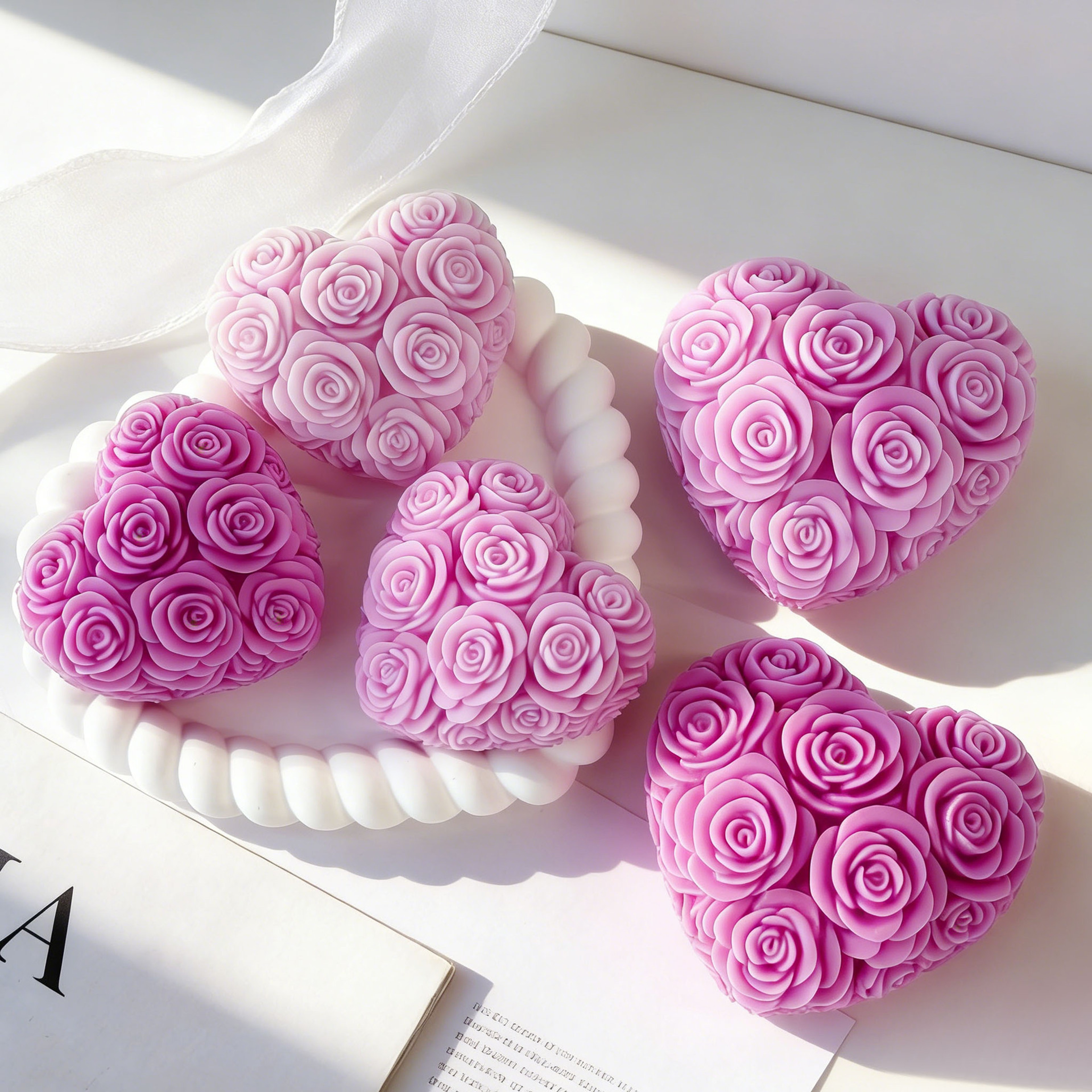 DIY Rose Heart Silicone Mold, Aromatherapy Plaster Resin Mold for Candle Making, Perfect Valentine's Day Craft – view 2