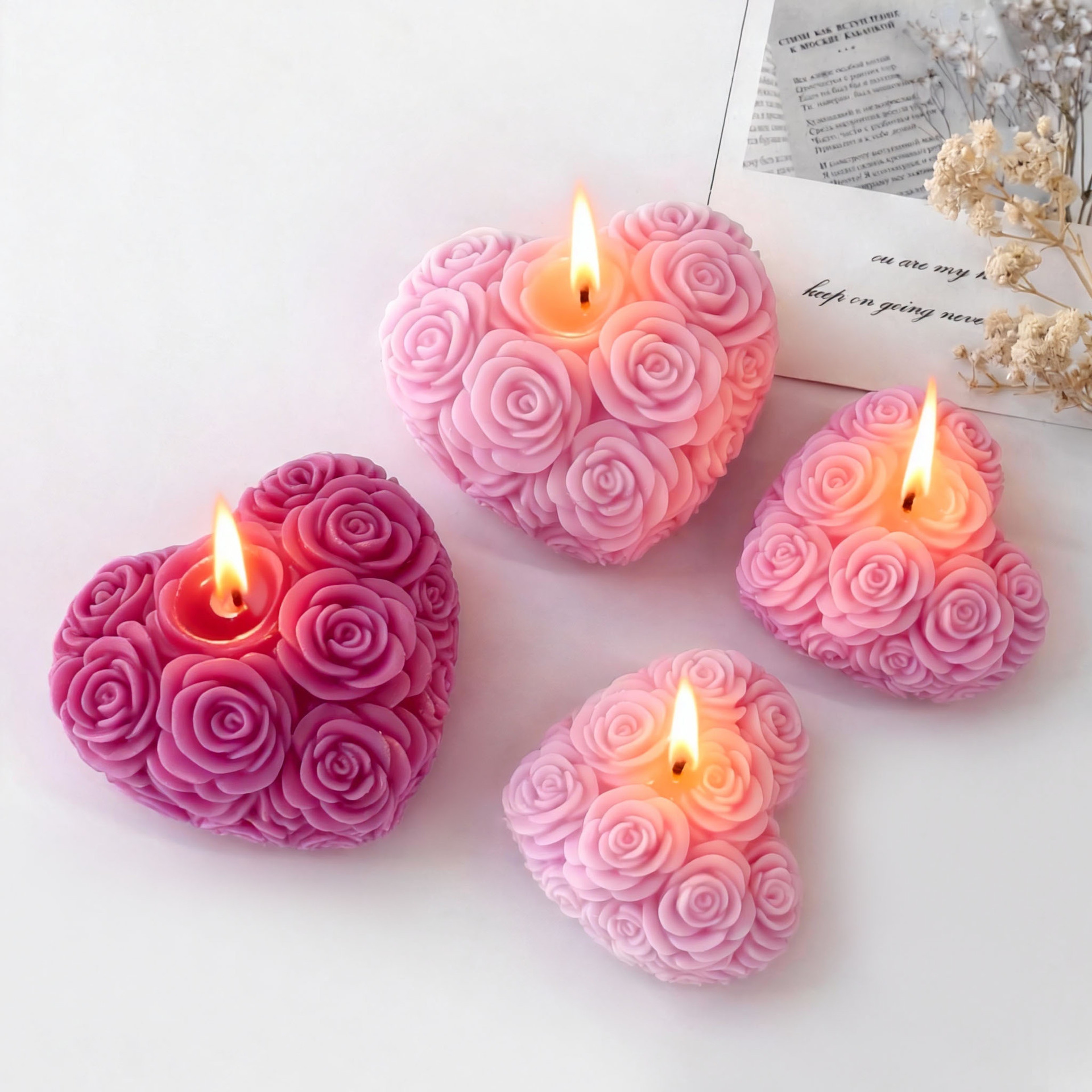DIY Rose Heart Silicone Mold, Aromatherapy Plaster Resin Mold for Candle Making, Perfect Valentine's Day Craft – view 5