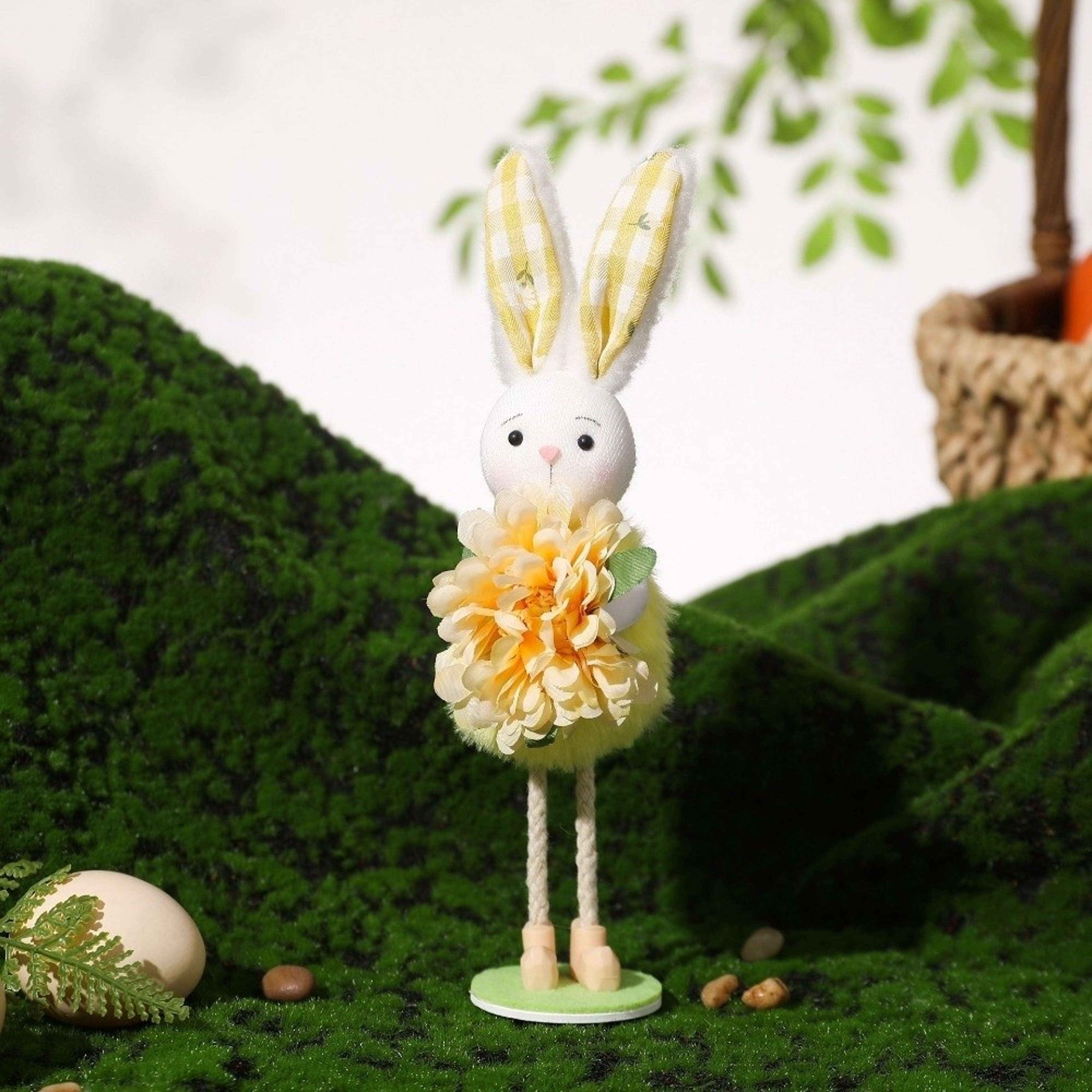 Cute Easter Bunny Figurine With Flower Skirt, Fabric Holiday Decoration for Living Room Home Decor – view 2