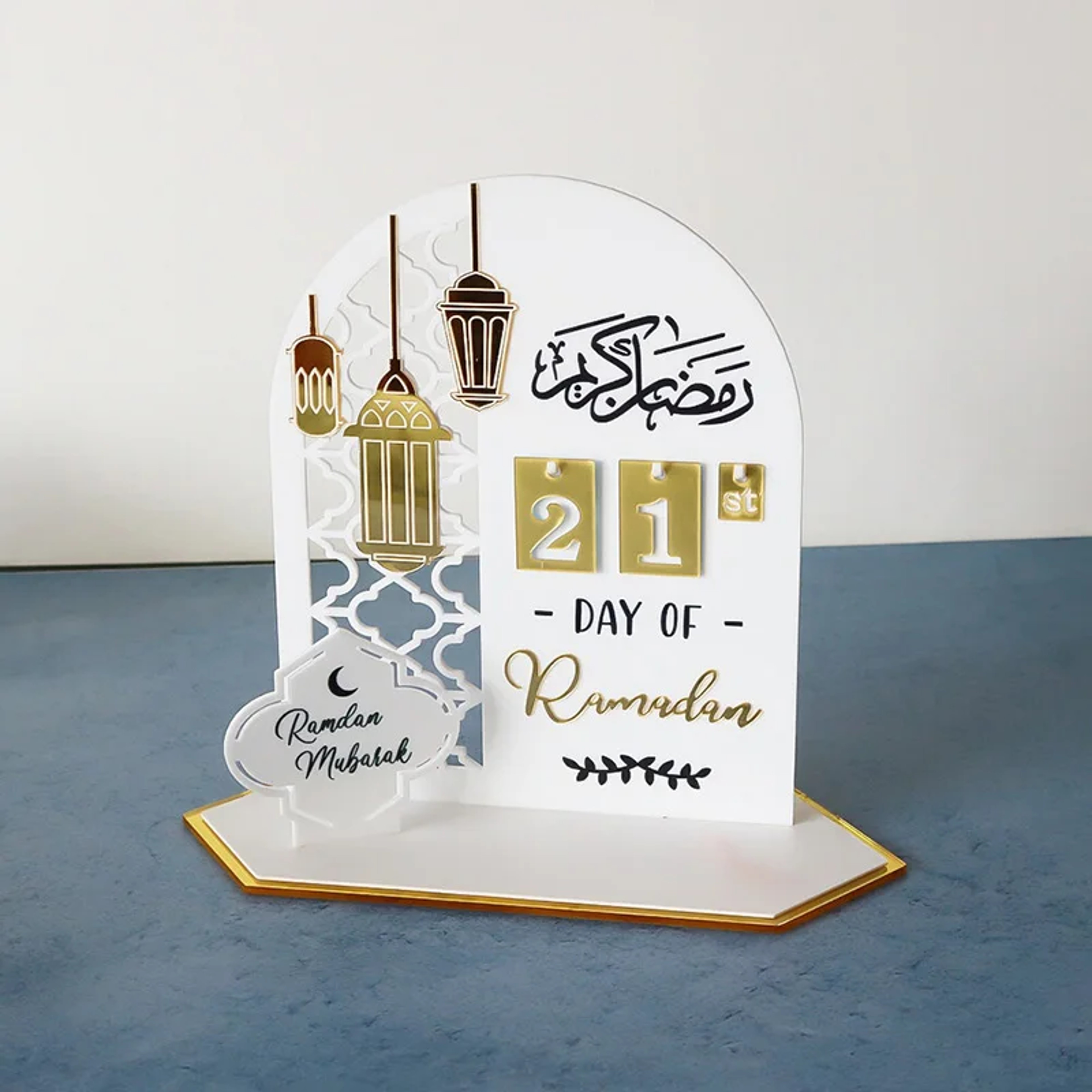 Eid Al-Fitr Countdown Calendar, Acrylic Ramadan Countdown Decoration with Replaceable Numbers – view 10