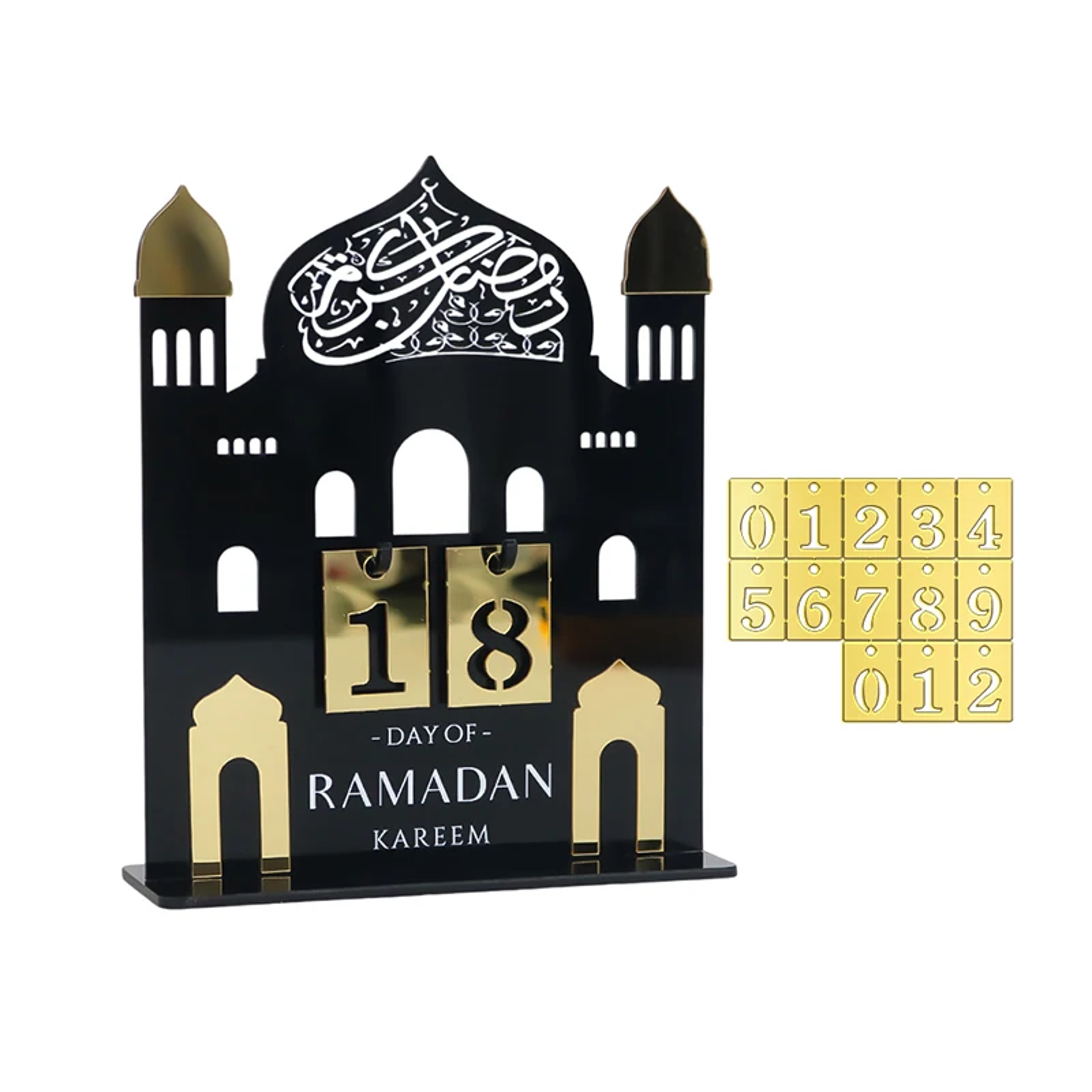 Eid Al-Fitr Countdown Calendar, Acrylic Ramadan Countdown Decoration with Replaceable Numbers – view 12