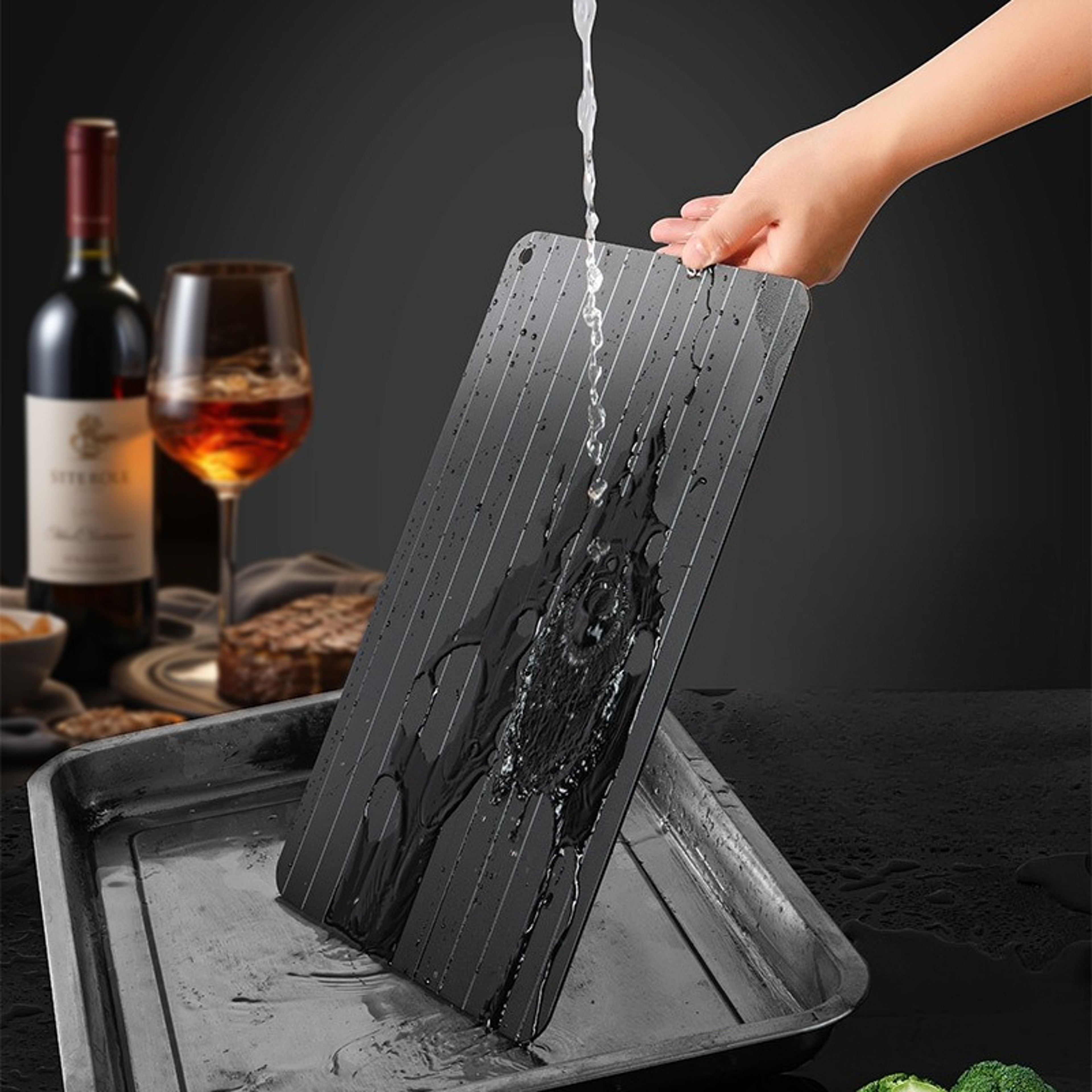 Large Size Thawing Plate for Frozen Meat, Fast Defrosting Tray with Groove Design for Safer Kitchen Use – view 2