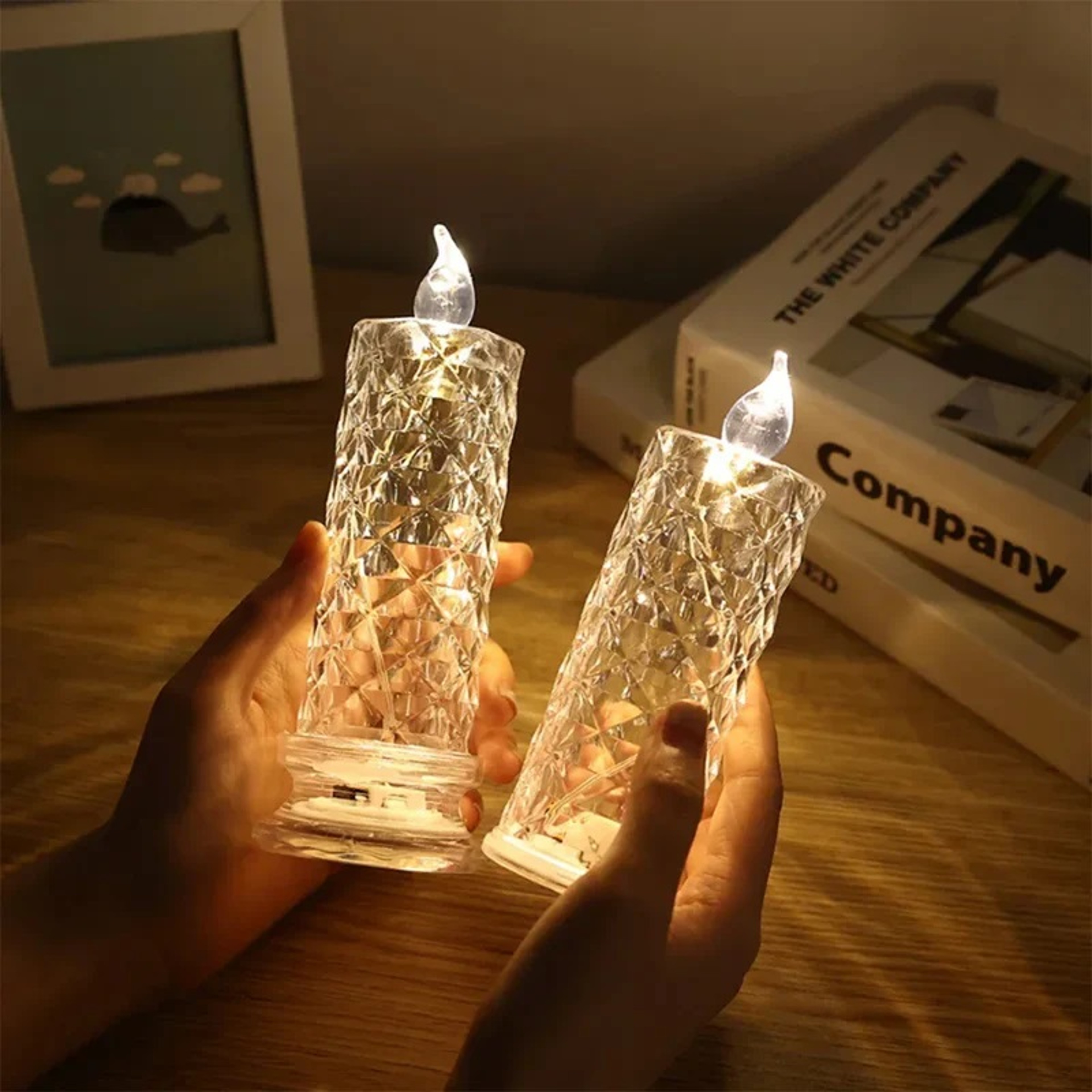 LED Crystal Candle Light Table Lamp, Rose Projection Atmosphere Light for Weddings & Parties – view 2