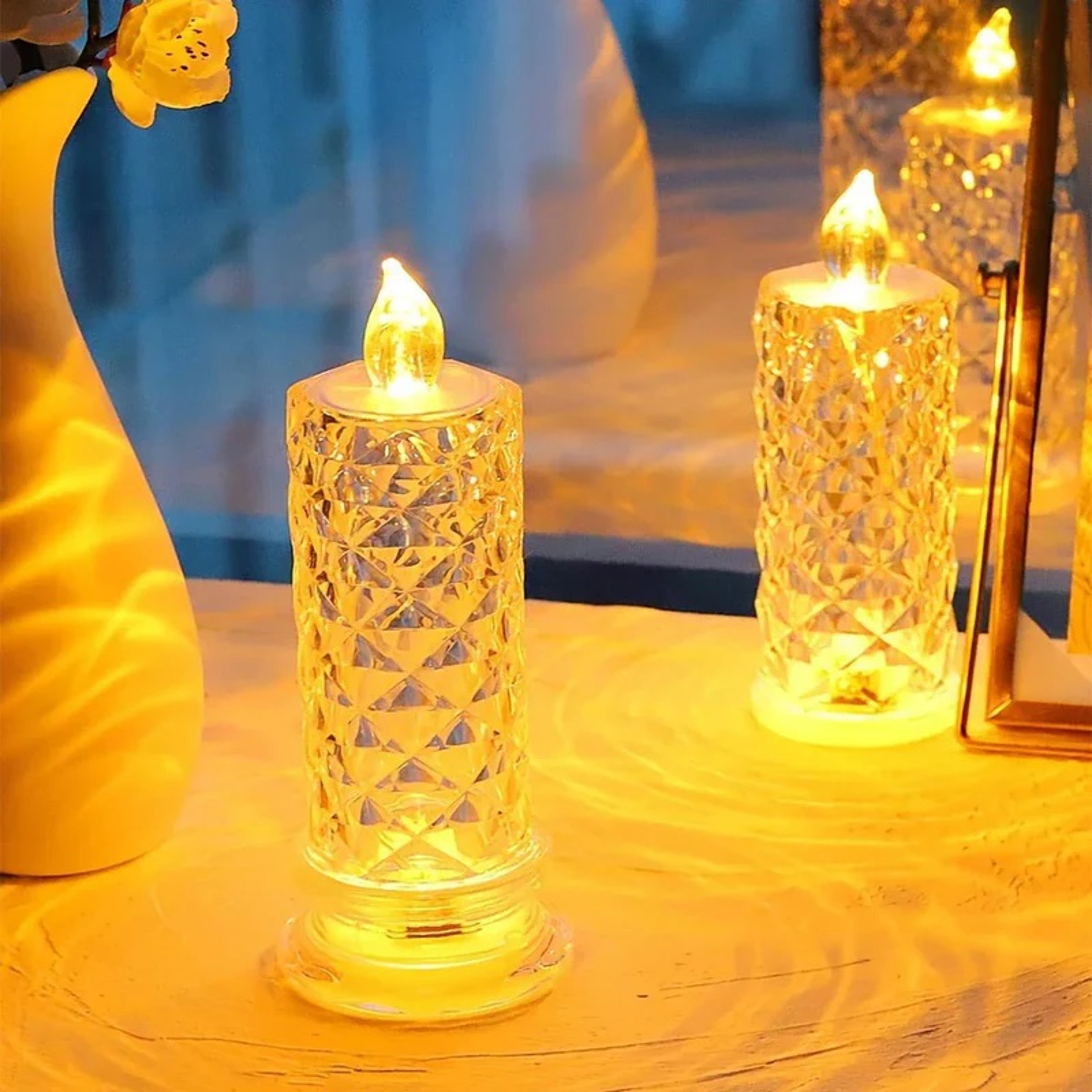LED Crystal Candle Light Table Lamp, Rose Projection Atmosphere Light for Weddings & Parties – view 4