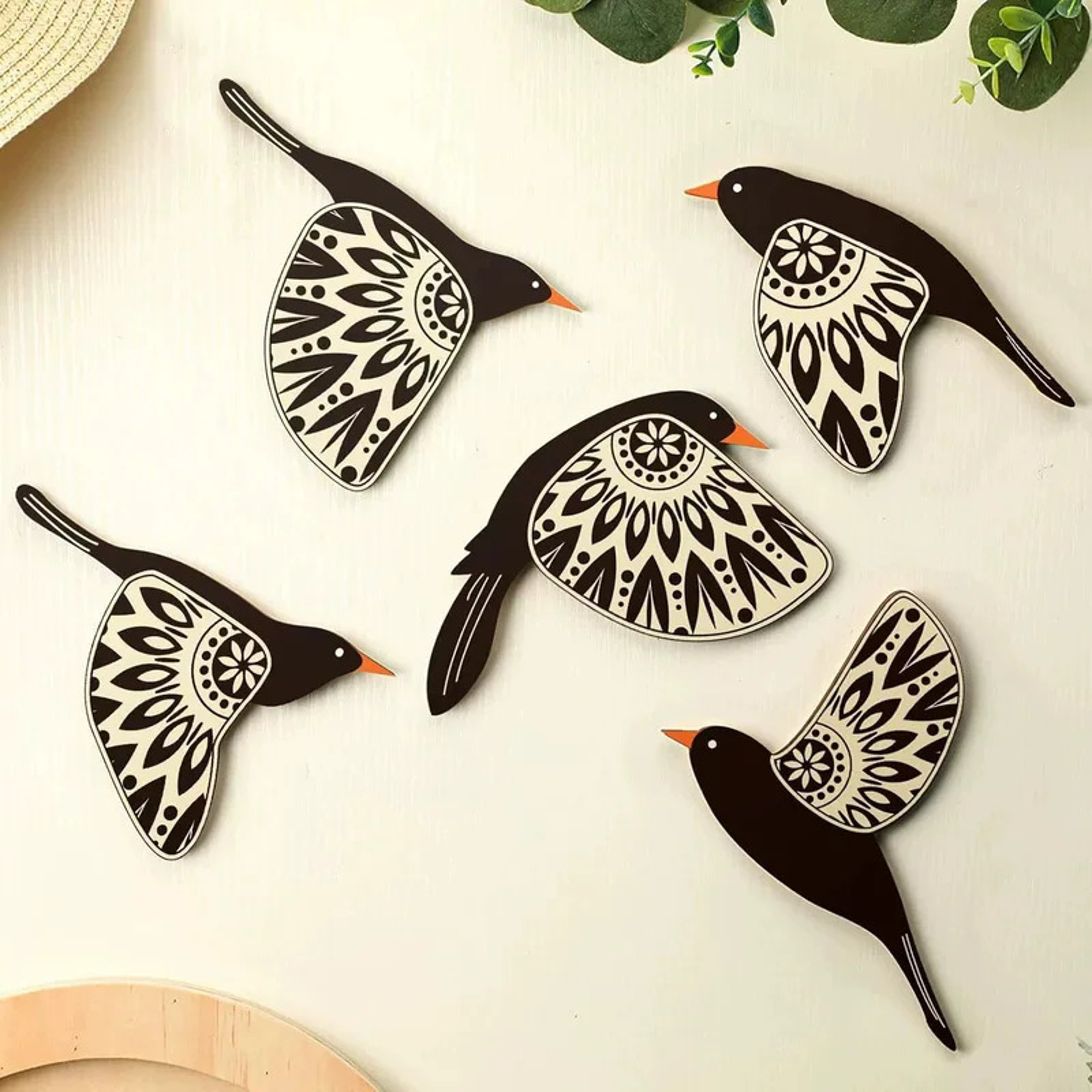 Vintage Gothic Wooden Black Bird Wall Decor, Stylish Indoor/Outdoor Home Decorations for Living Room & Bathroom – view 1