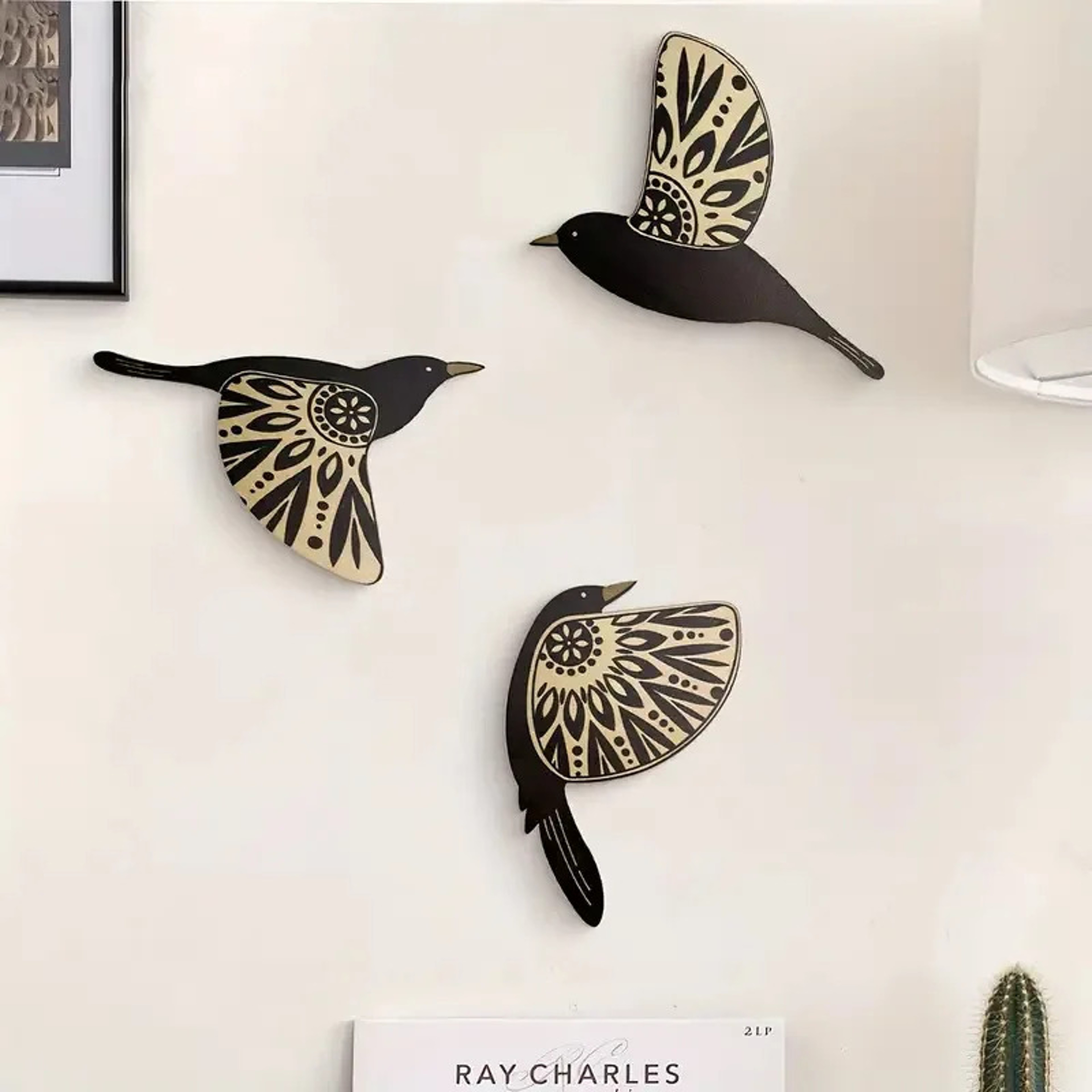 Vintage Gothic Wooden Black Bird Wall Decor, Stylish Indoor/Outdoor Home Decorations for Living Room & Bathroom – view 2