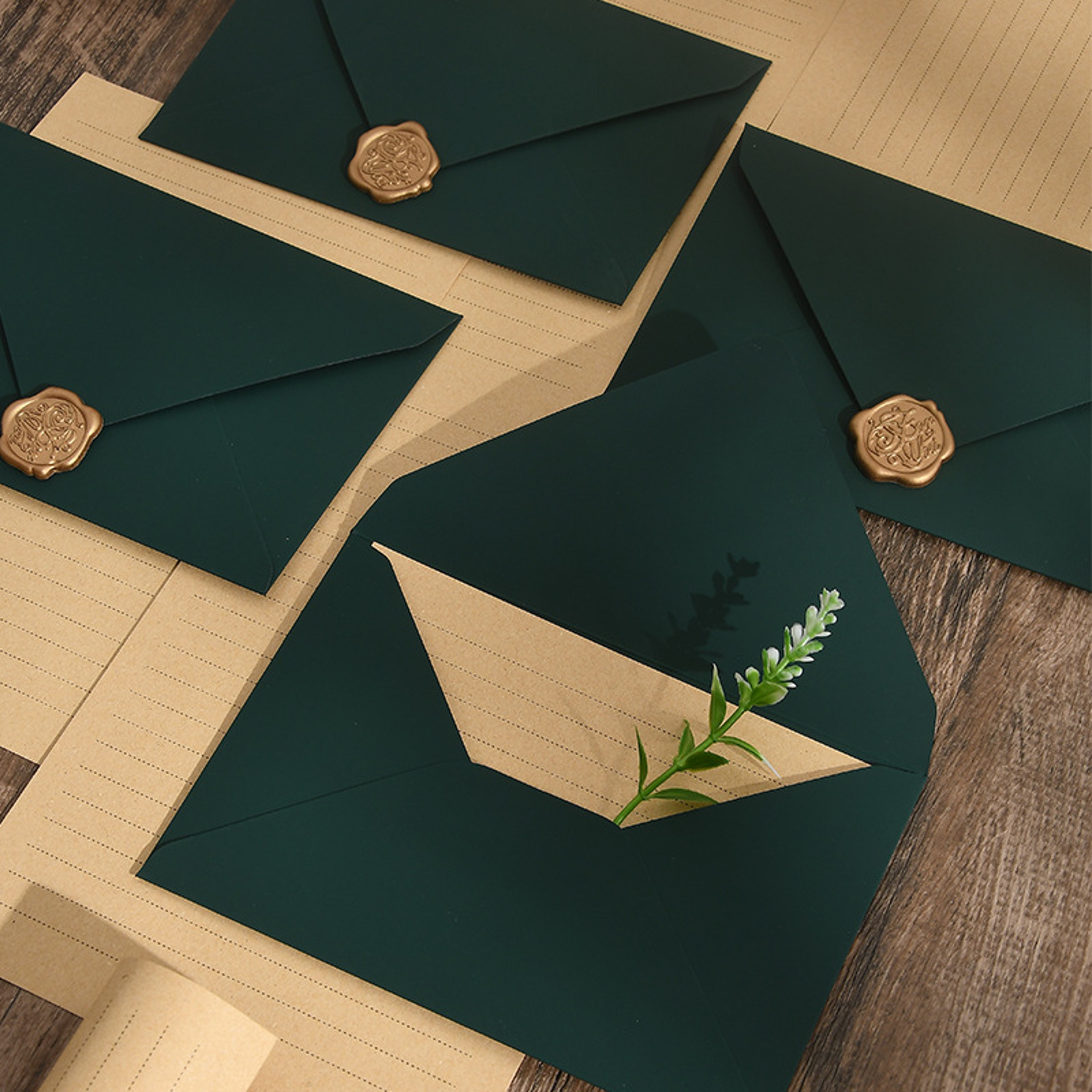 Vintage Dark Green Envelopes for Greeting Cards, Weddings, Birthday Parties & Business Invitations – view 1