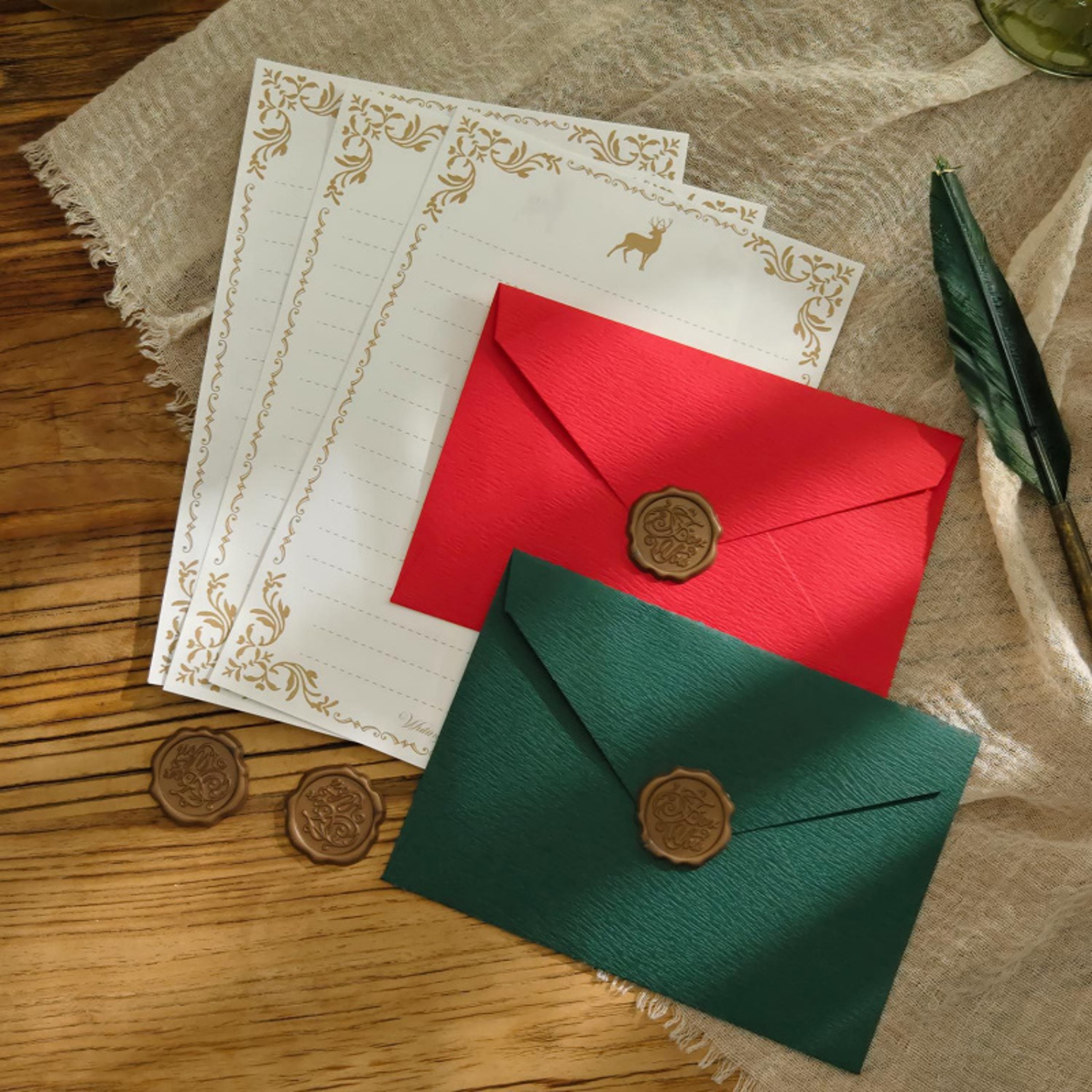 Vintage Dark Green Envelopes for Greeting Cards, Weddings, Birthday Parties & Business Invitations – view 3