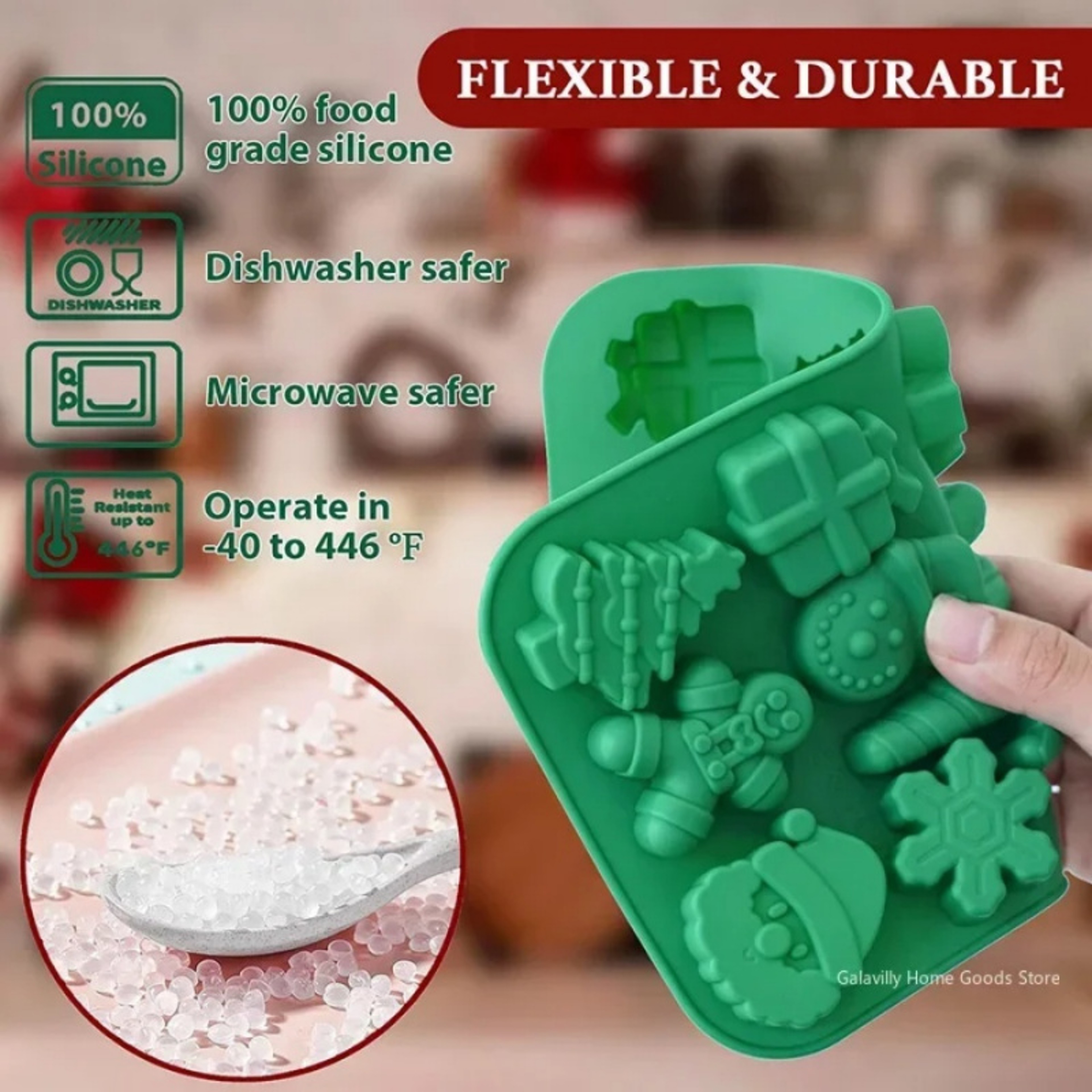 Gingerbread Man Santa Claus Cane Cookie Mold, Christmas Tree Baking Ice Tray – view 3