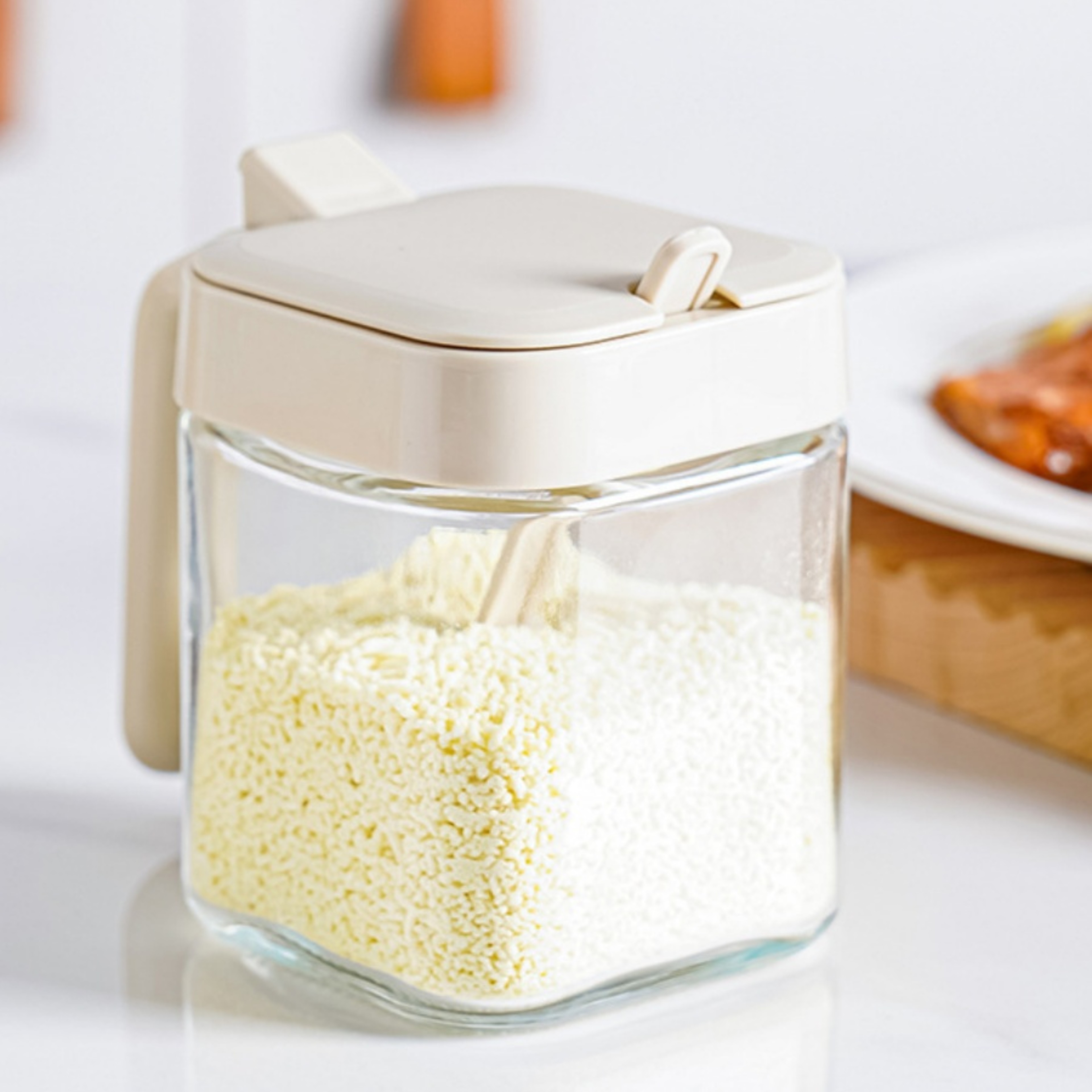 Glass Spice Boxes, Seasoning Jar with Spoon, Salt Shaker Container for Sugar, Pepper, and Spices – view 7