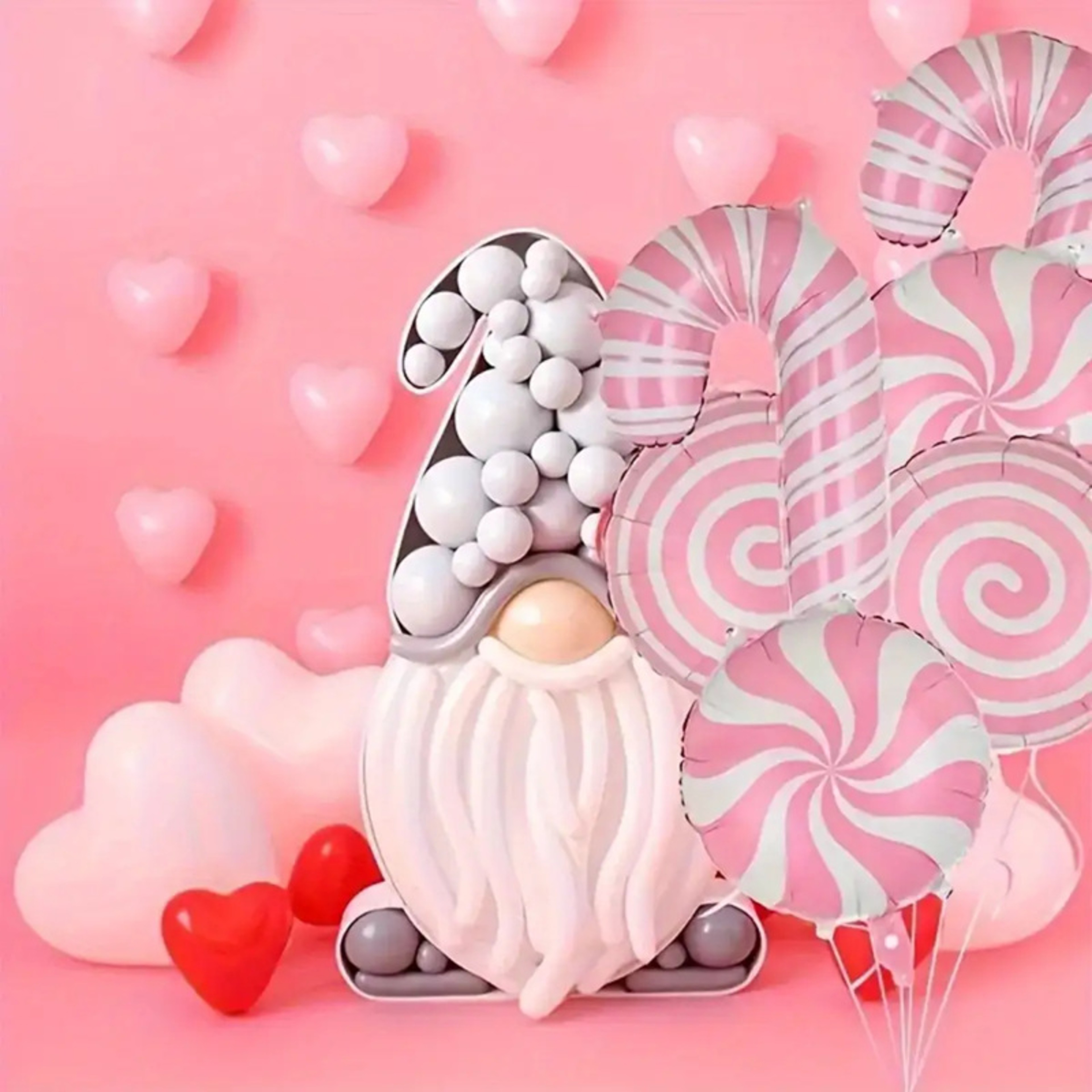 Wind Pink Christmas Party Decoration, Large Pink and White Cane Balloon for Birthday Wedding, Aluminum Film Balloon – view 4