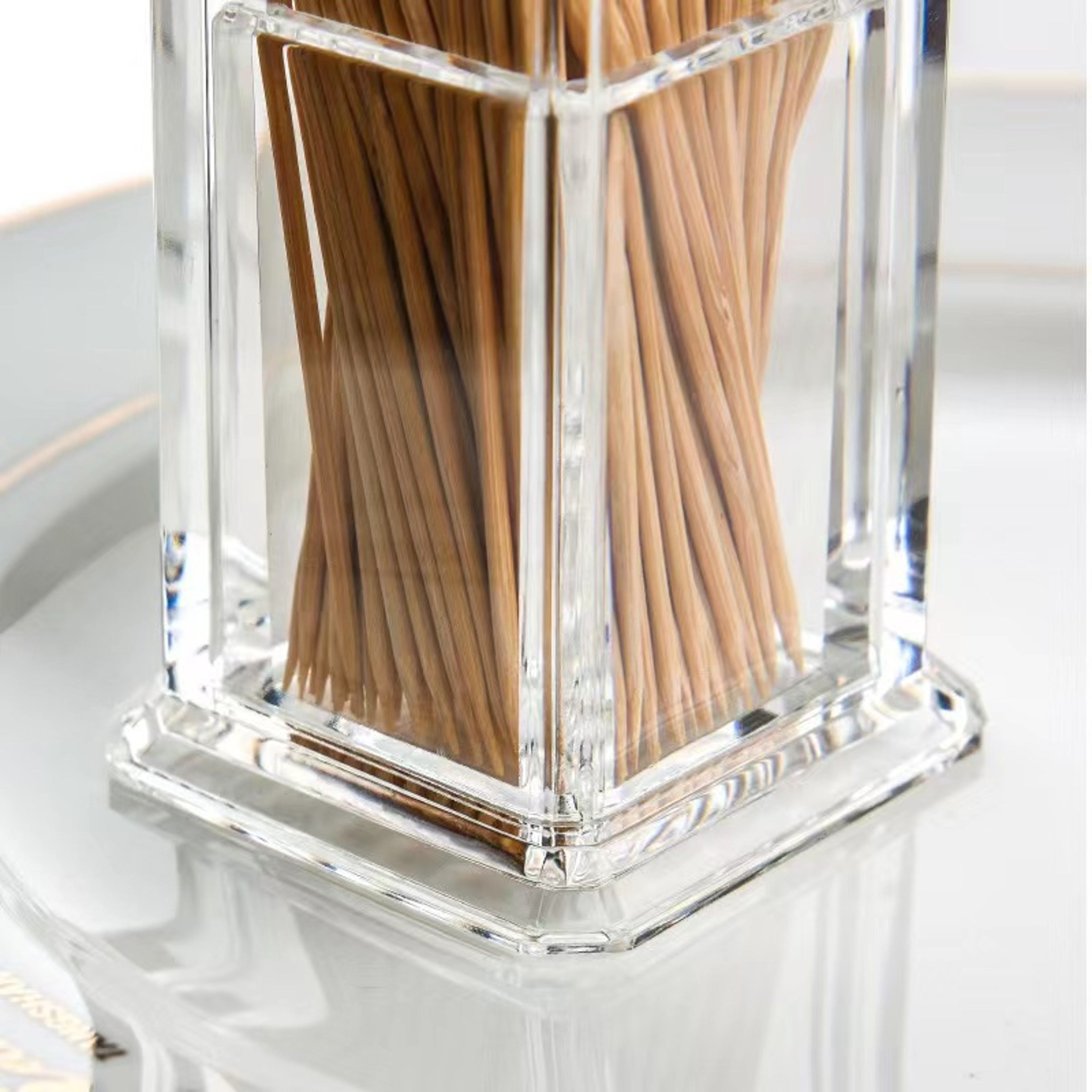 High-end Transparent Toothpick Holder, Creative Rectangular Storage Box, Thickened Design for Durability – view 2
