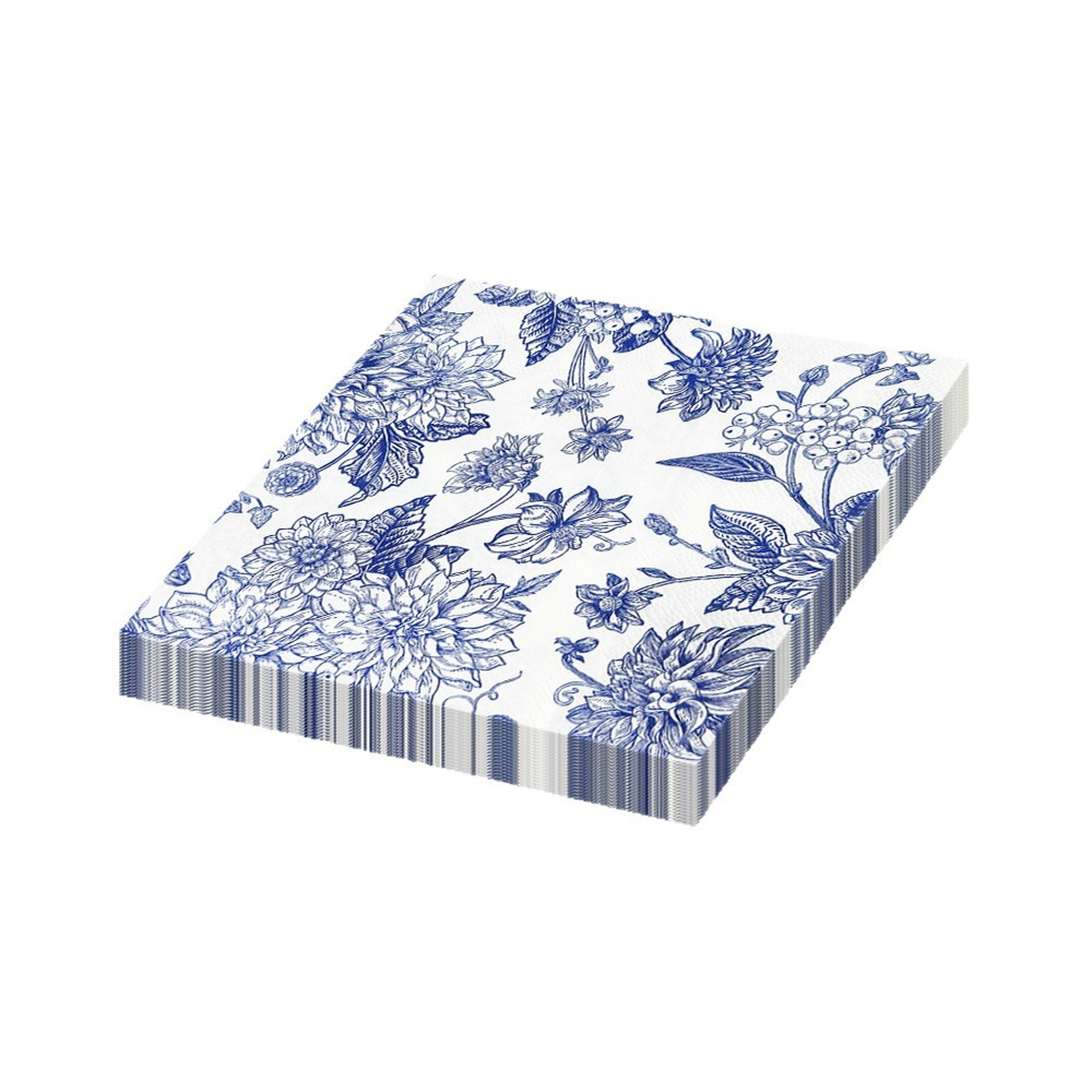 Blue Peony Flower Printed Vintage Style Napkins, Holiday Themed Disposable Double Layer Colorful Square Tissue – view 6