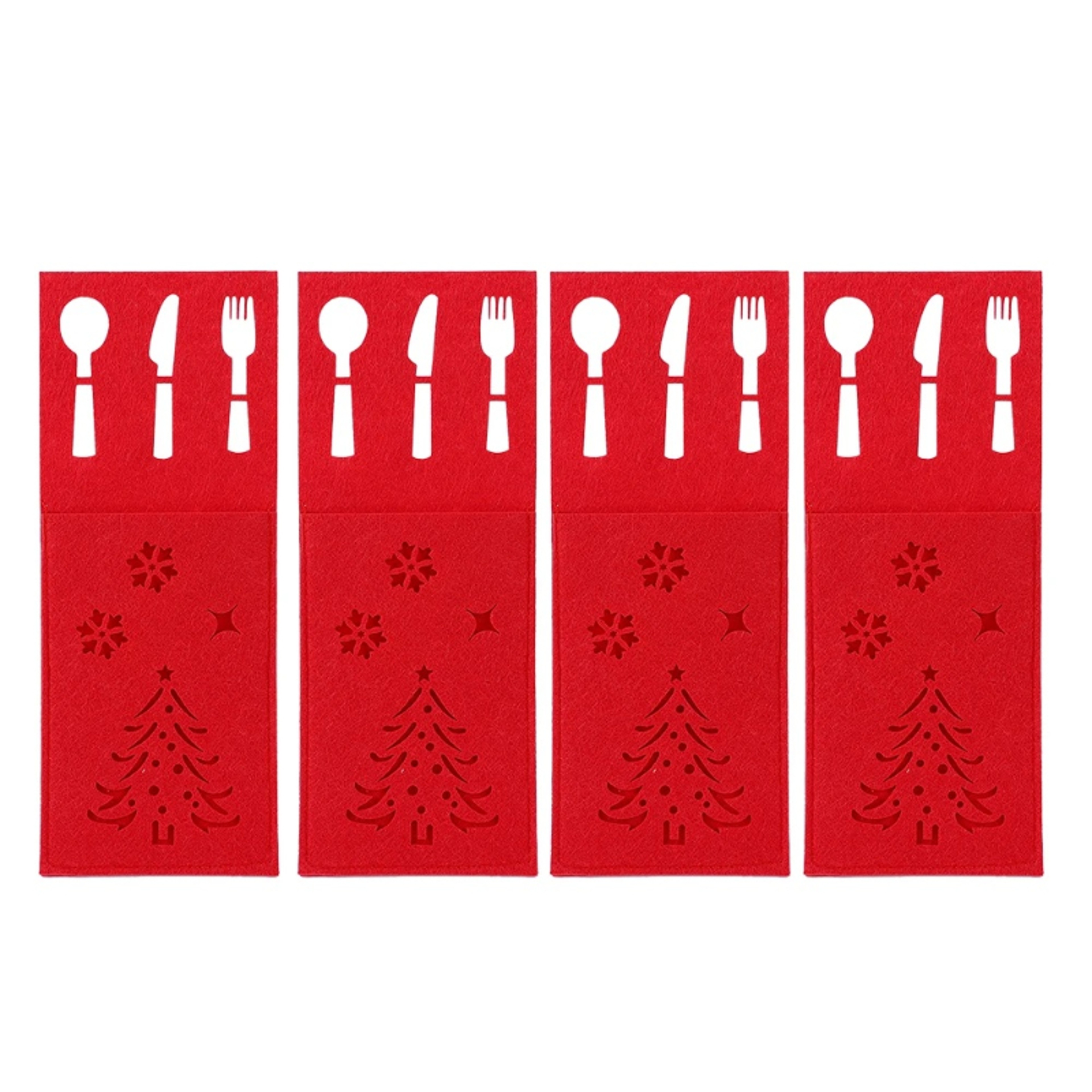 Hollow Christmas Tree Snowflake Cutlery Bag, Rectangular Felt Knife and Fork Bag, Christmas New Year Table Decor – view 7