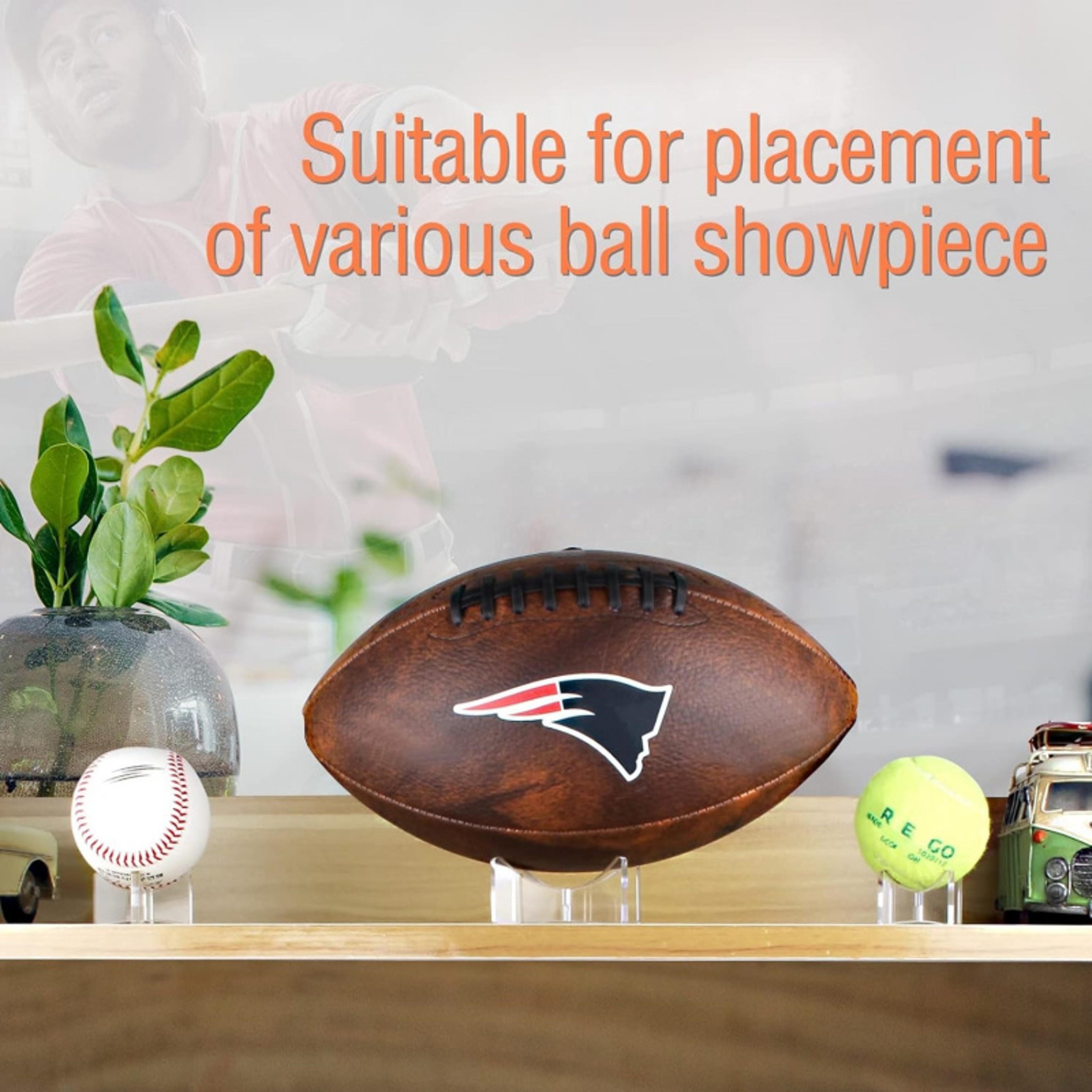 Ball Display Stand, Transparent Acrylic Stand for Basketball, Rugby, Football, Volleyball, and Other Balls – view 1
