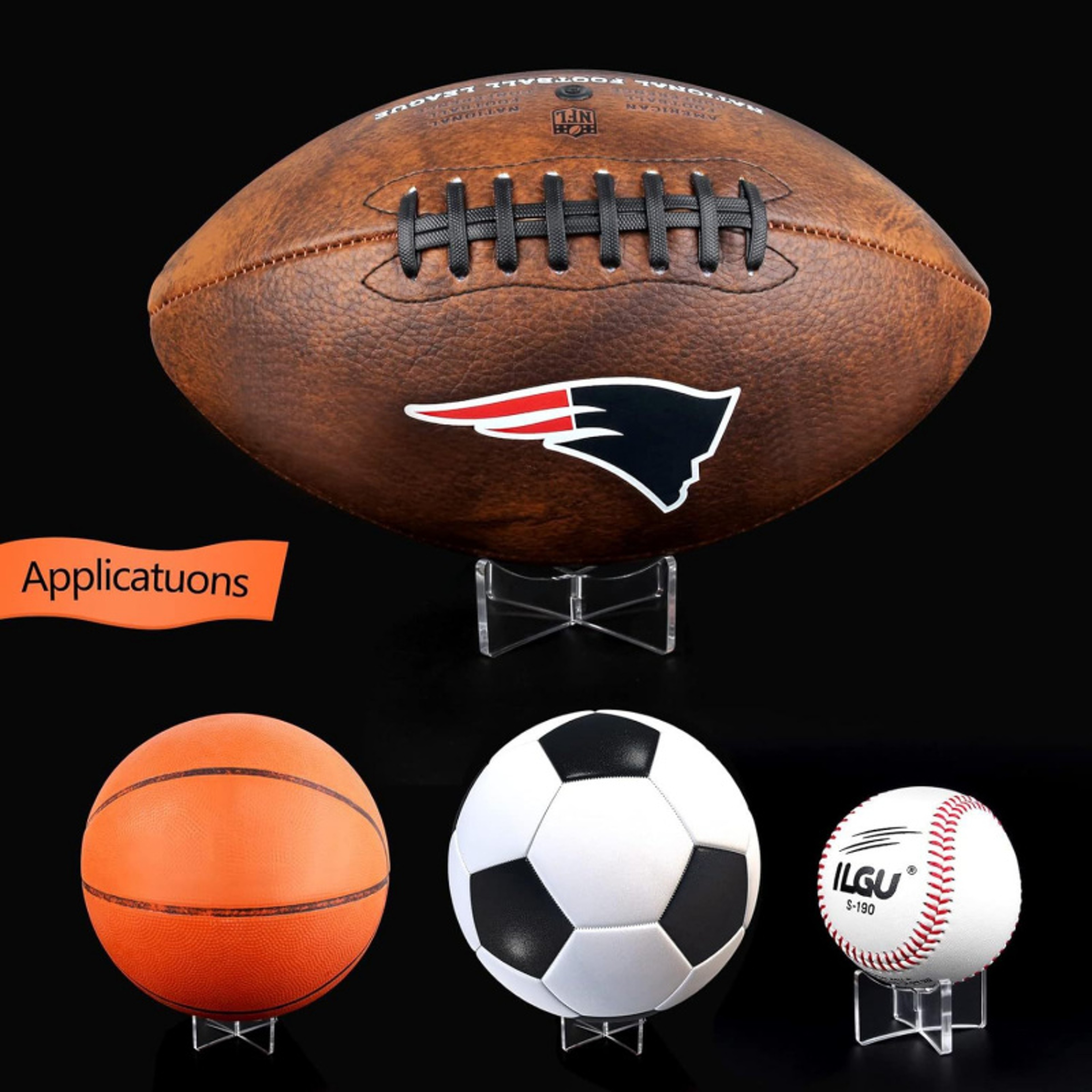 Ball Display Stand, Transparent Acrylic Stand for Basketball, Rugby, Football, Volleyball, and Other Balls – view 2