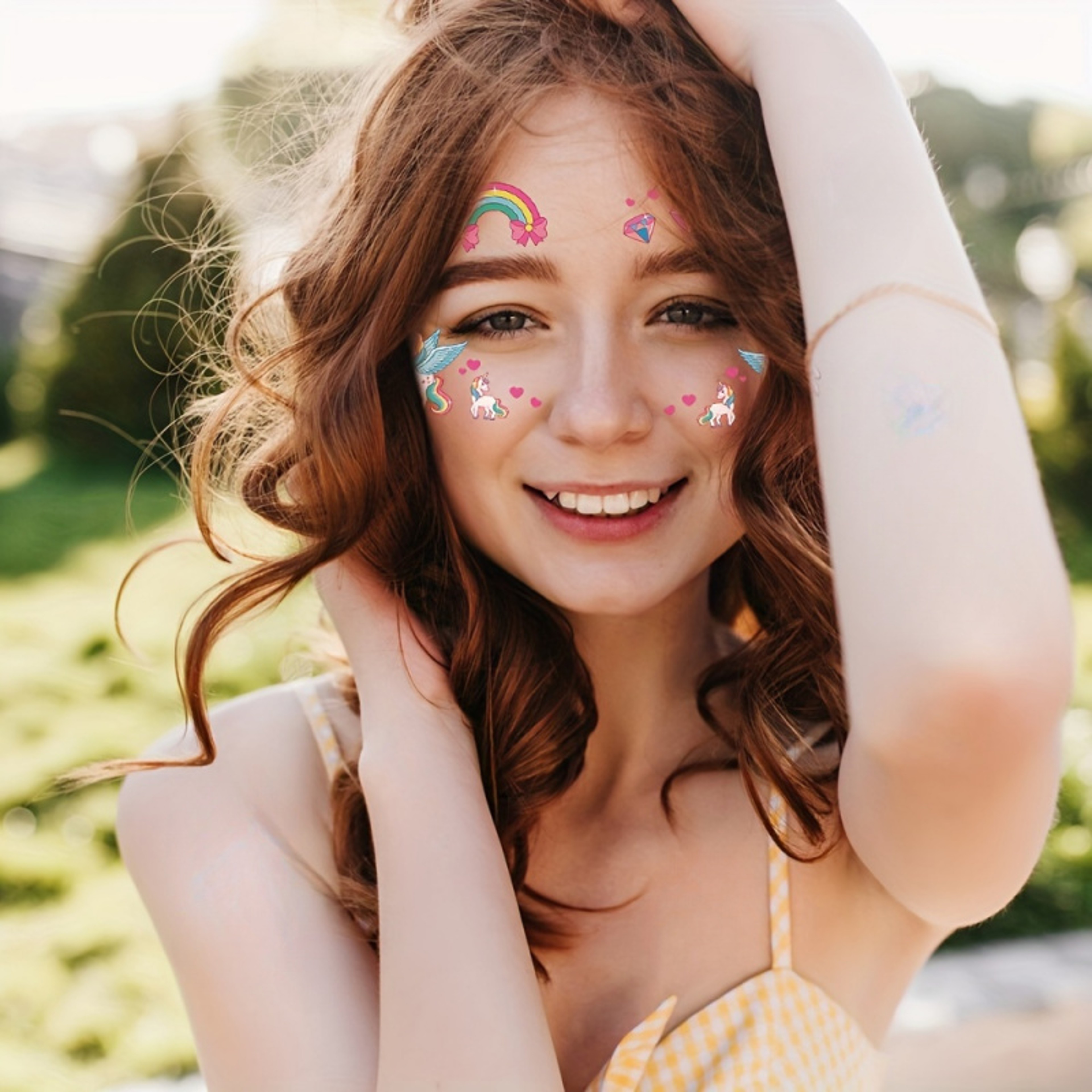 Cute Rainbow Unicorn Temporary Tattoos, Face & Body Stickers for Parties, Music Festivals, Birthday Gifts – view 6