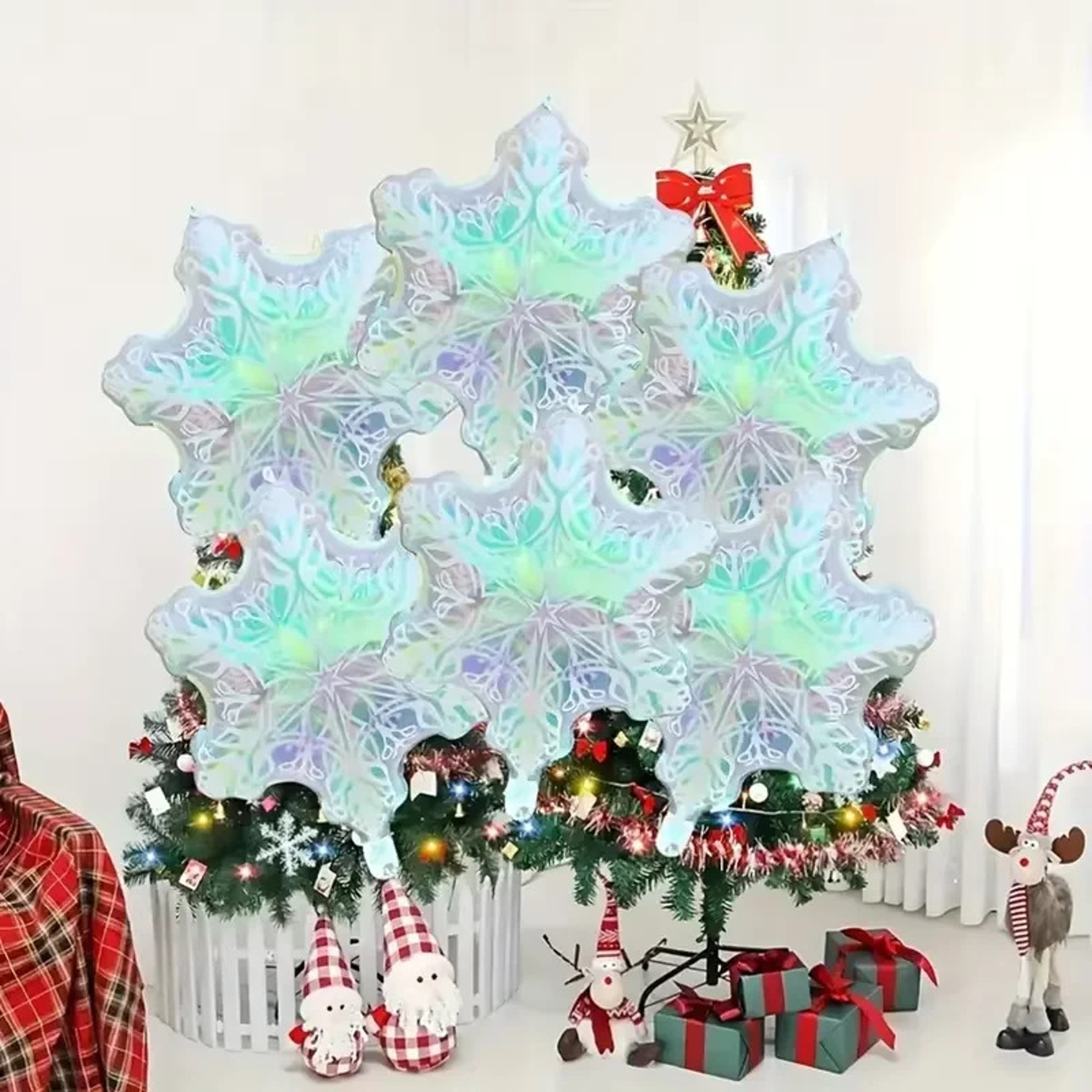 Winter Festival Transparent Colorful Snowflake Aluminum Foil Balloons, Christmas New Year Party Decorations – view 4