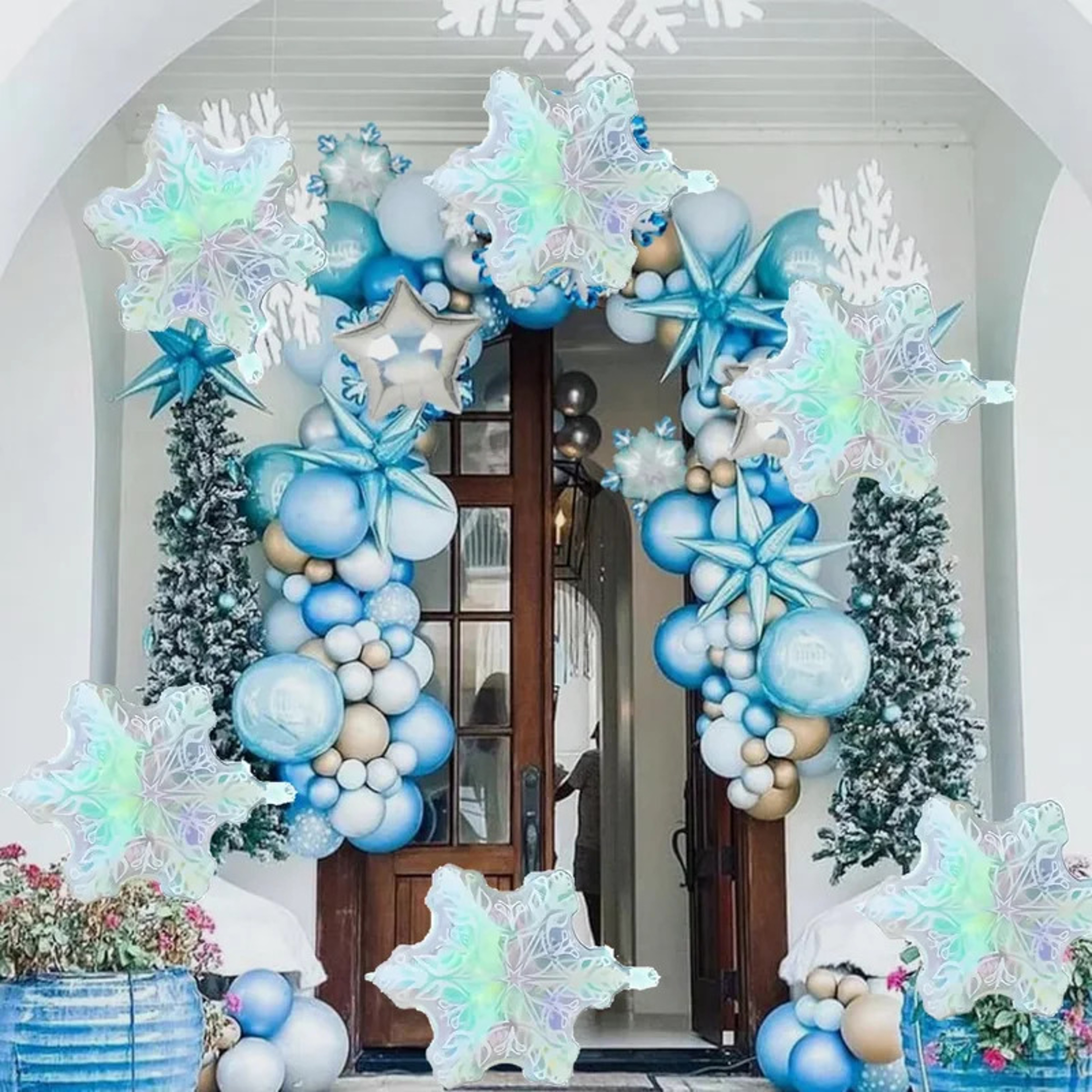 Winter Festival Transparent Colorful Snowflake Aluminum Foil Balloons, Christmas New Year Party Decorations – view 5