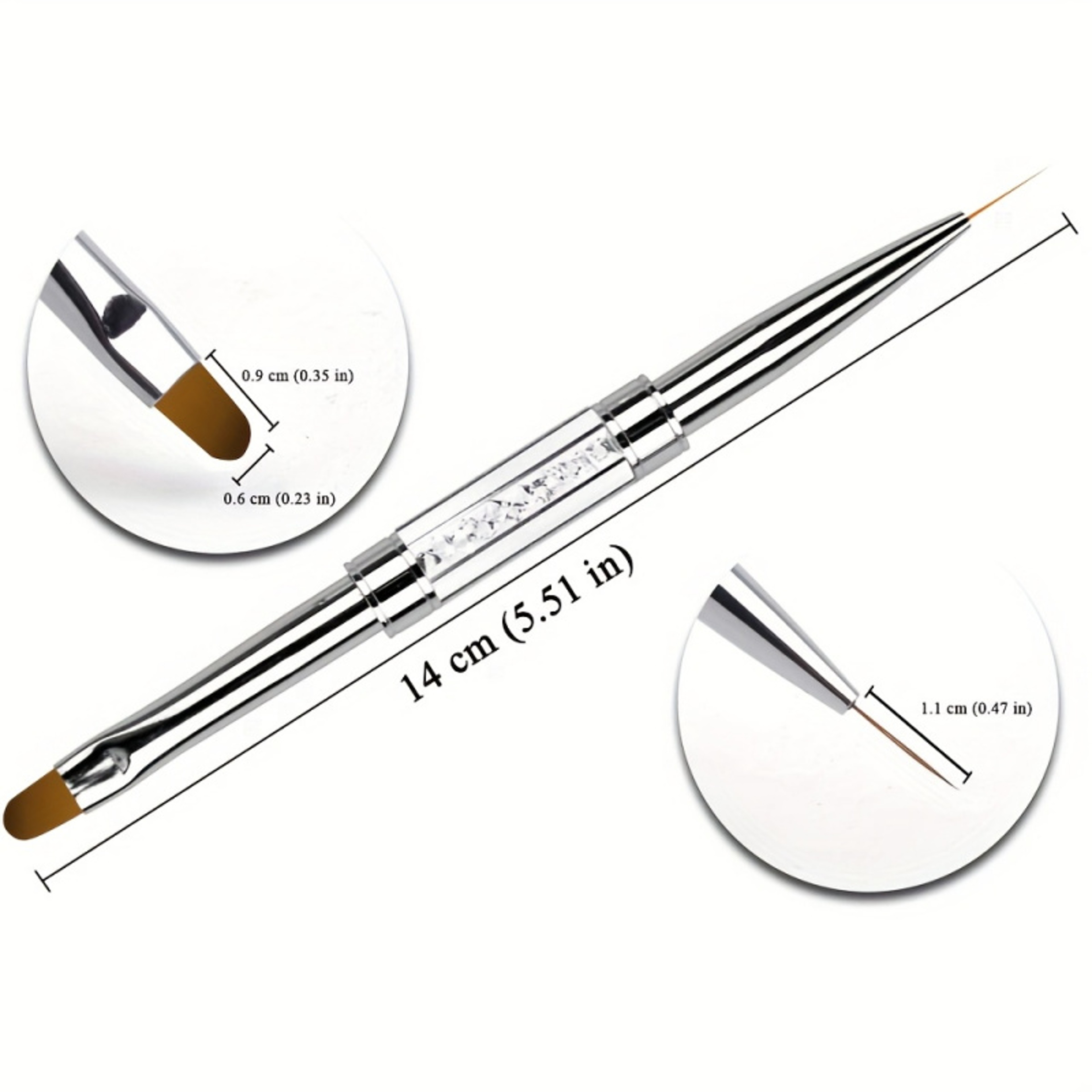Stainless Steel Gel Brush for Builder, Rhinestone Handle Nail Brush, Nail Art & Color Mixing – view 3