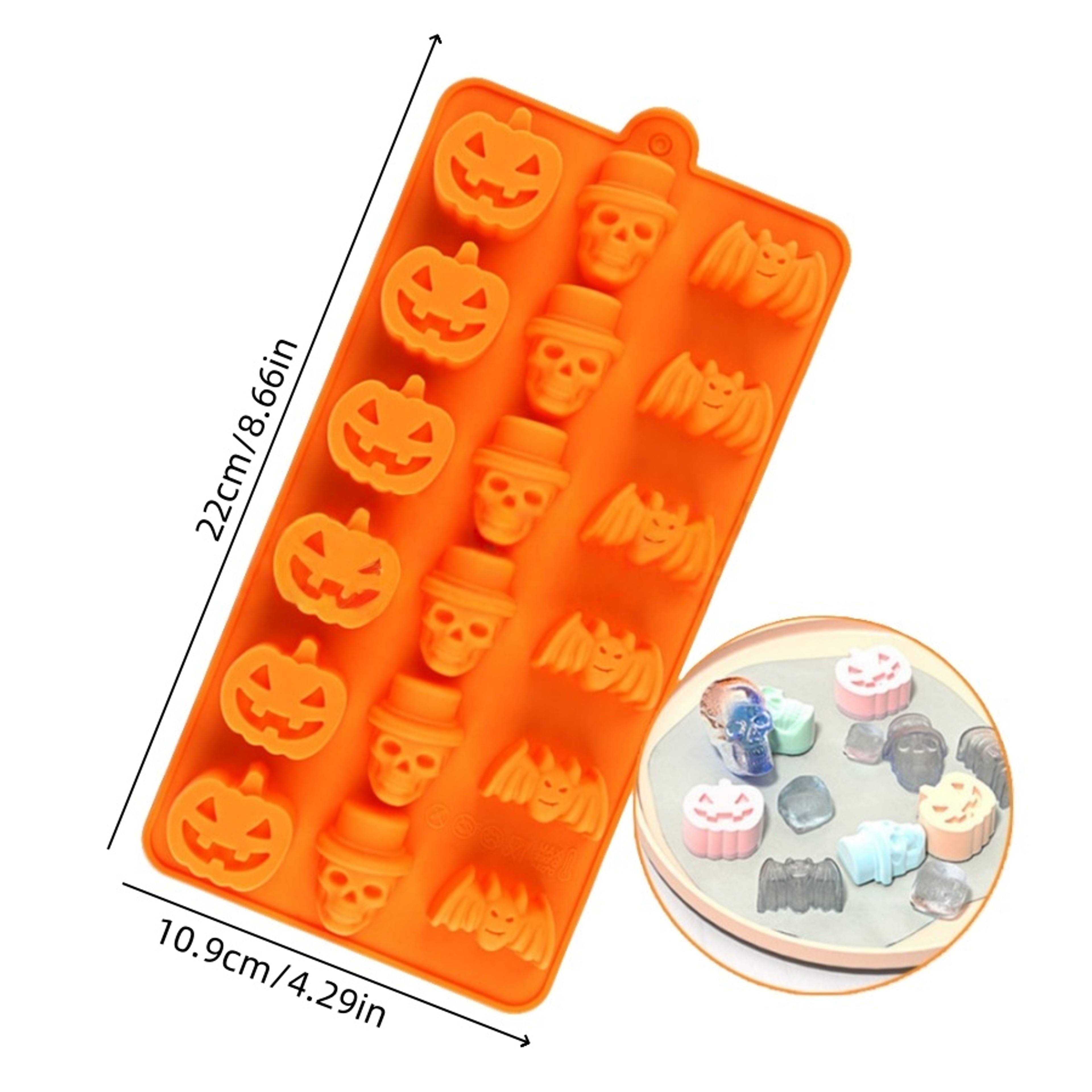 Pumpkin Skull Spider Bat Silicone Chocolate Mold for Cake Candy Cookie Ice Cube Jelly Molds – view 7