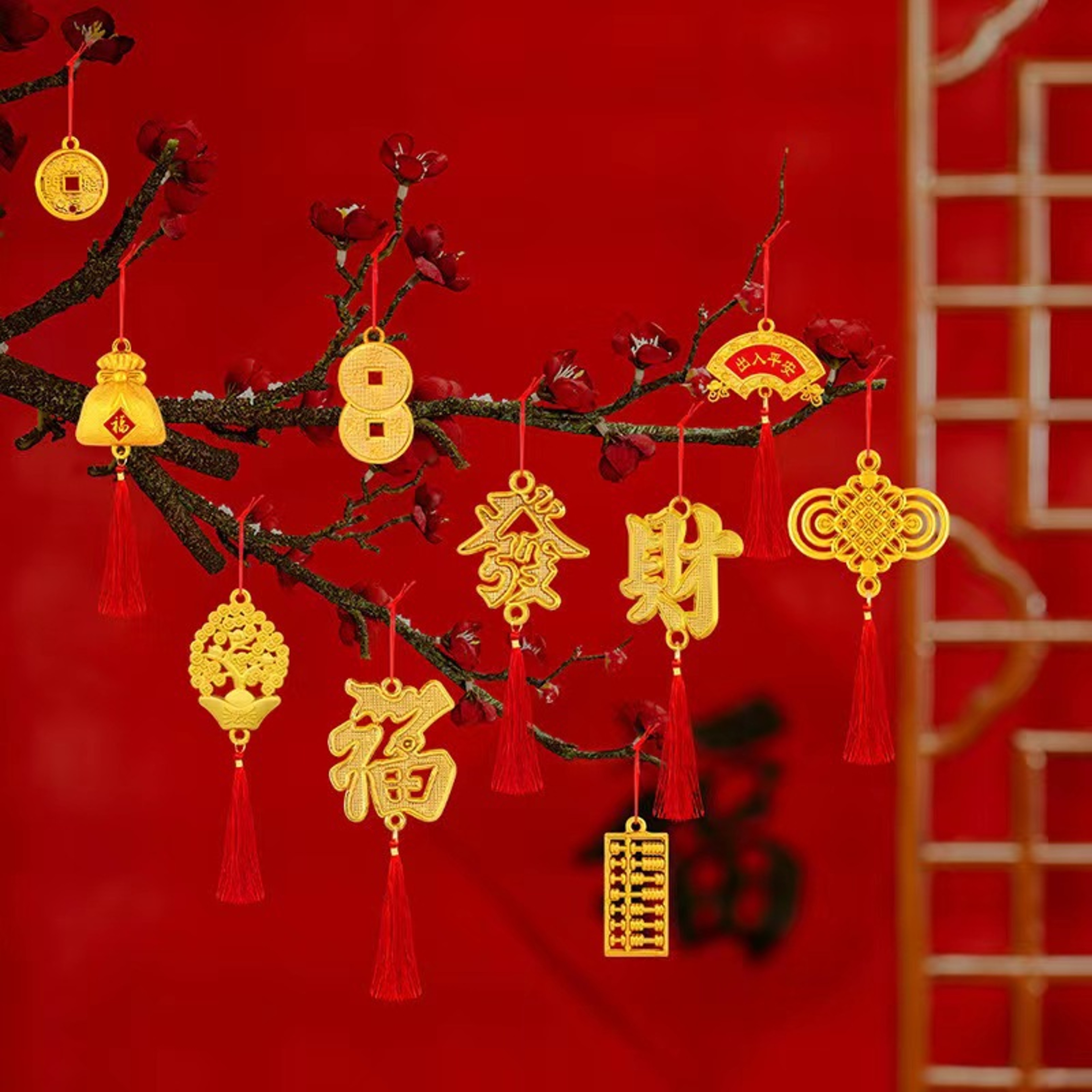 New Year Chinese Knot Small Pendant, Spring Festival Flower Bonsai Tree Hanging Decor for Home, Mall, and Company – view 1