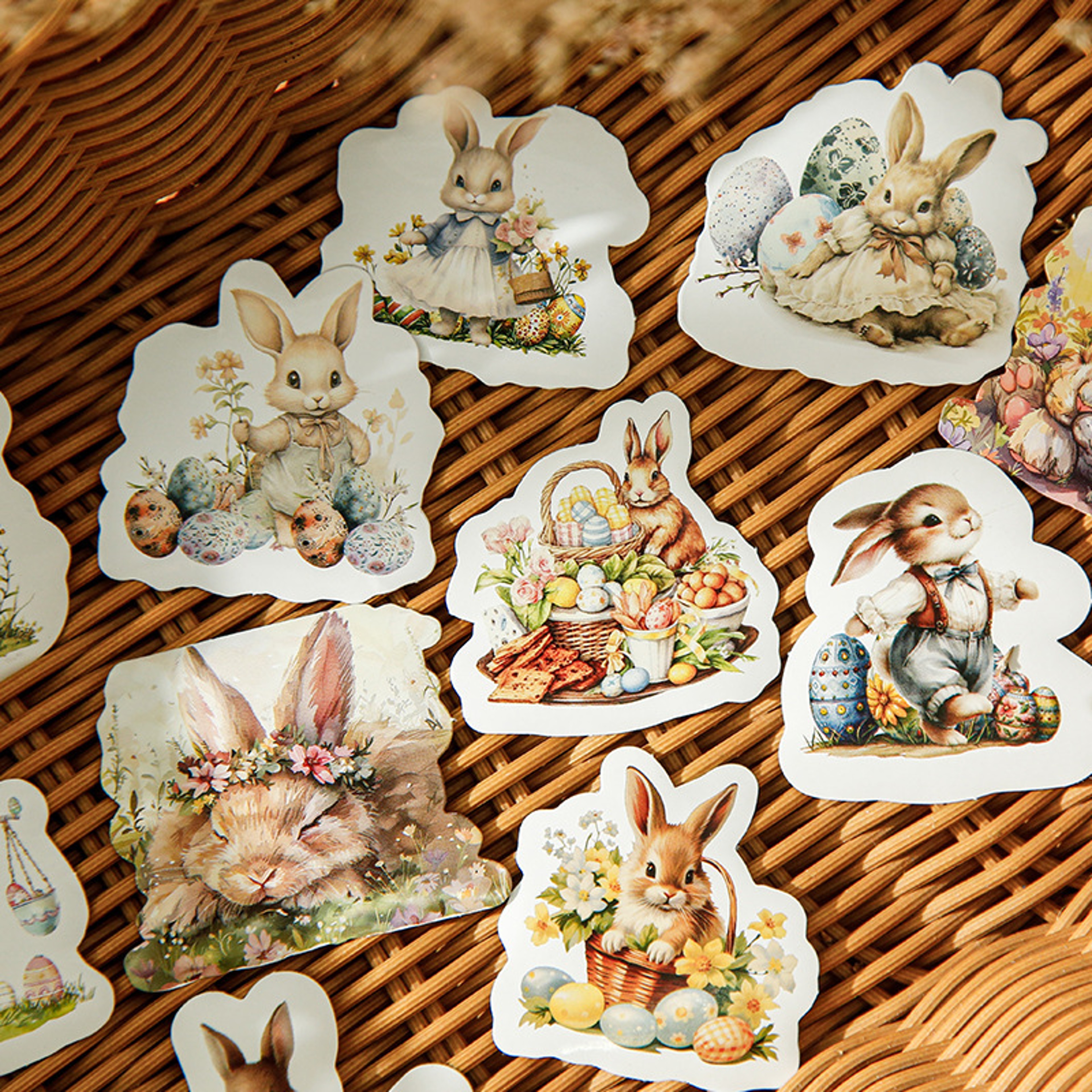 Cute Cartoon Bunny Decals, Easter Bunny Egg Stickers for Scrapbooking, Luggage, Notebook, Easter Cup Decorations – view 4