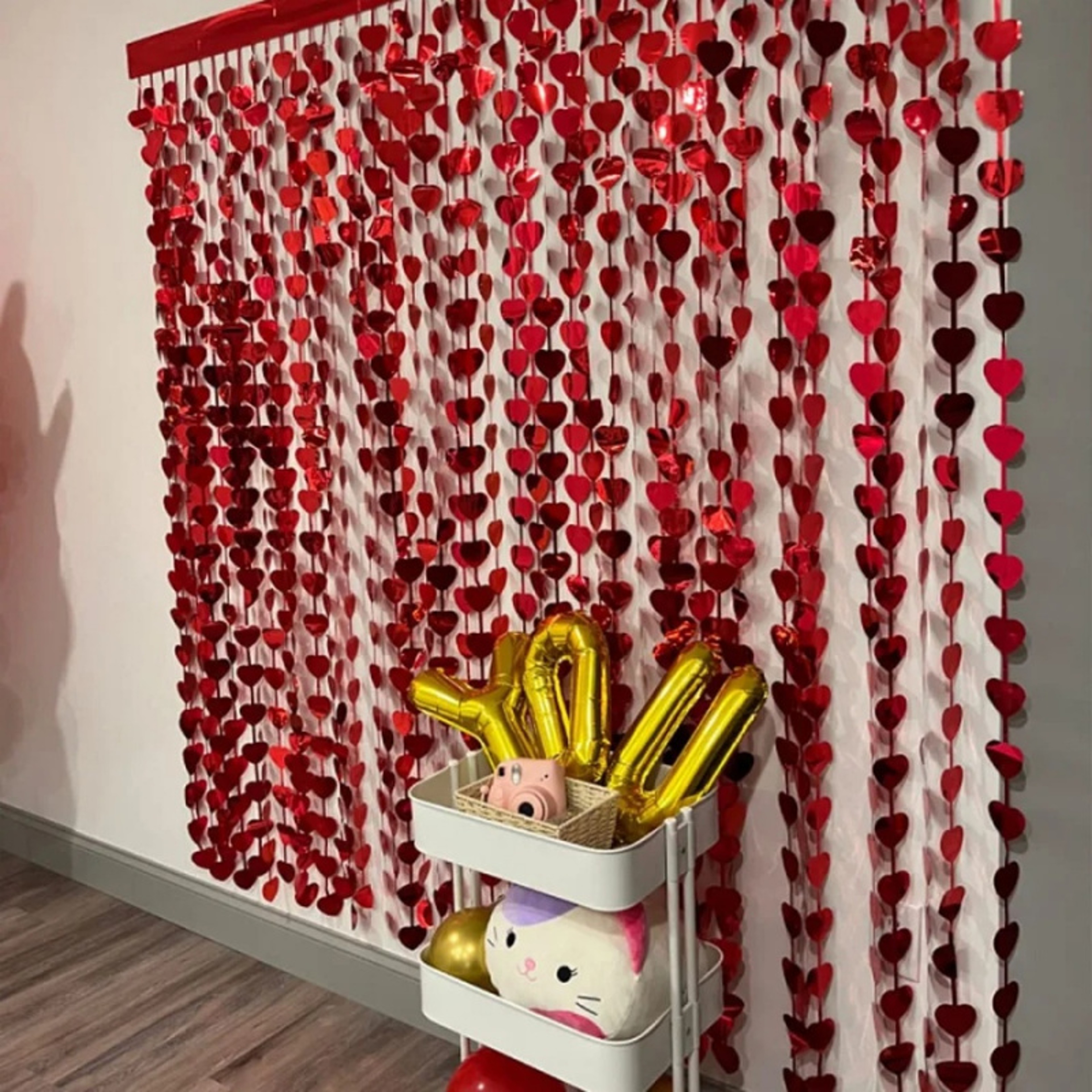 Heart Hanging Curtain for Valentine's Day, Engagement Wedding Anniversary Party, Window Door Curtain Decoration – view 2