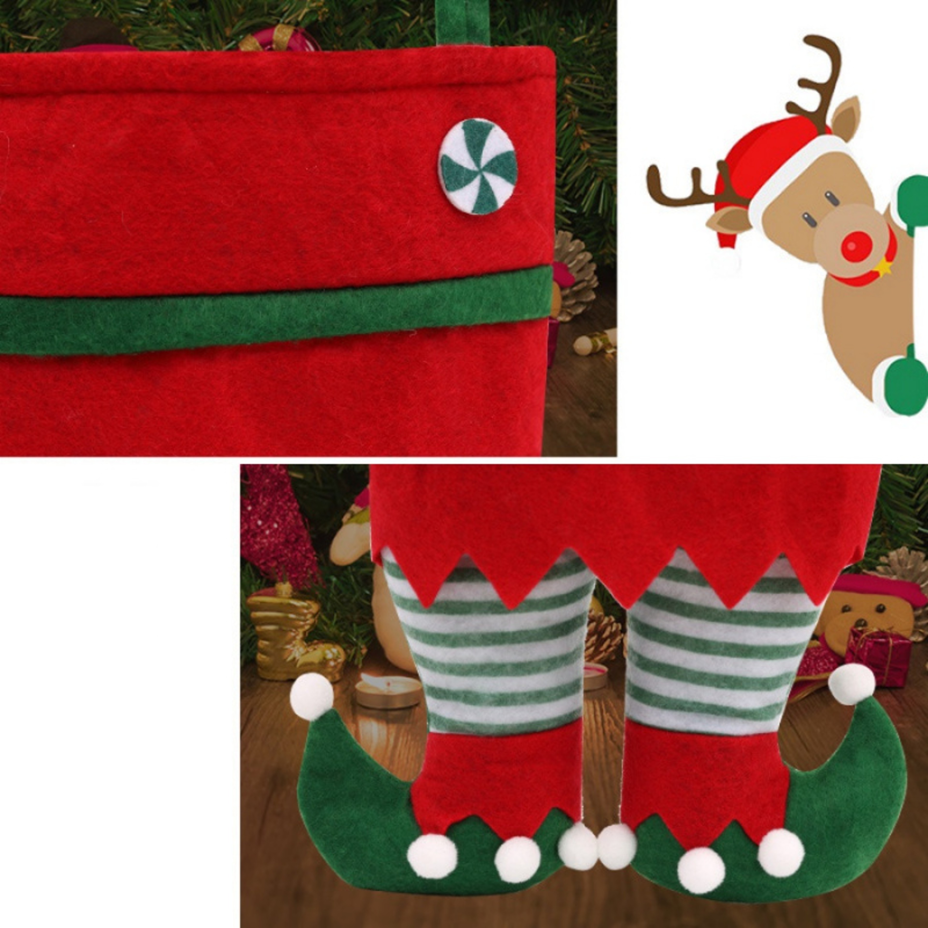 Santa Candy Bag Christmas Elf Gift Bag Non-Woven Storage Pendant Decoration Bag Gift – view 3