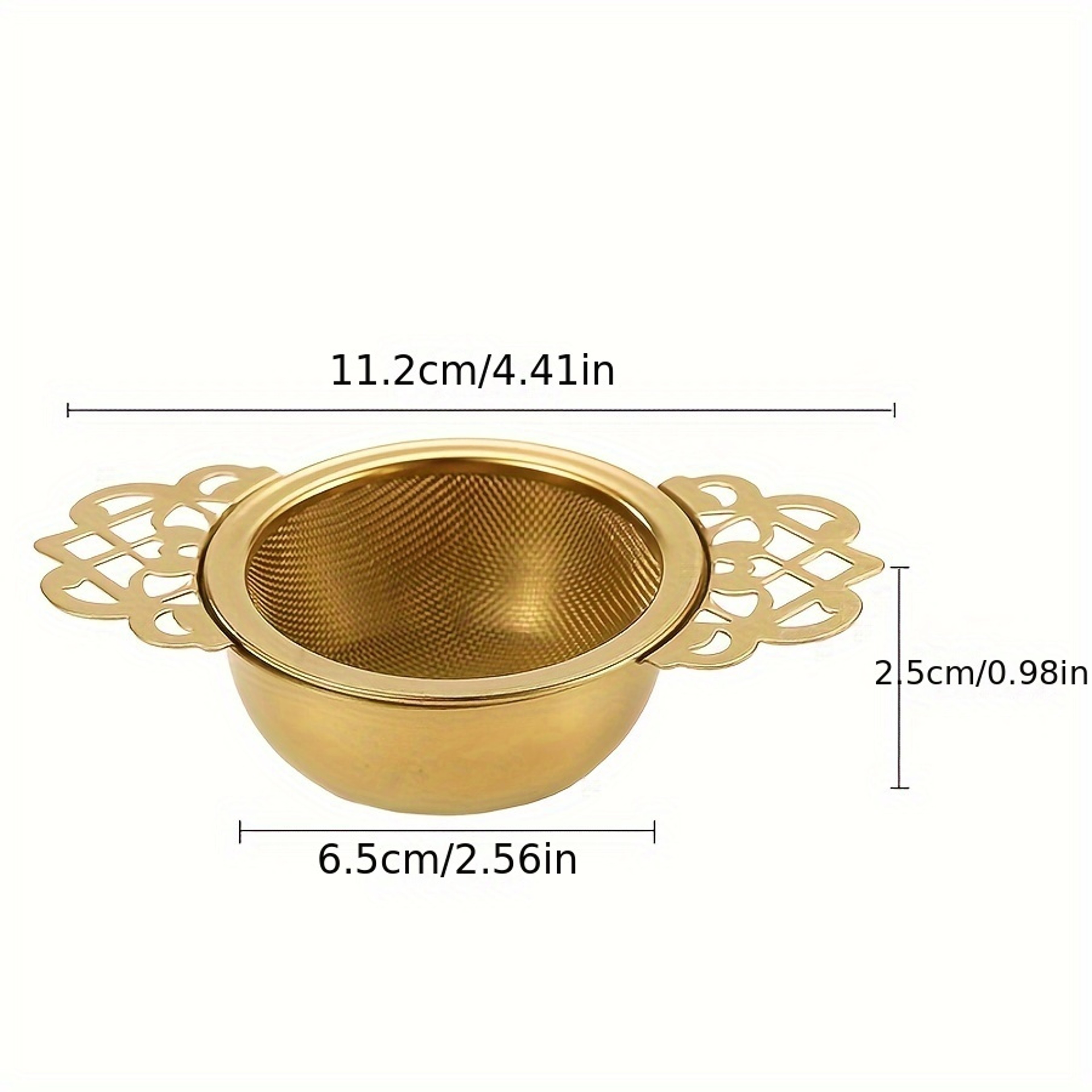 Gold Household Tea Strainer, Stainless Steel Tea Filter with Double Ear Tea Filter – view 6