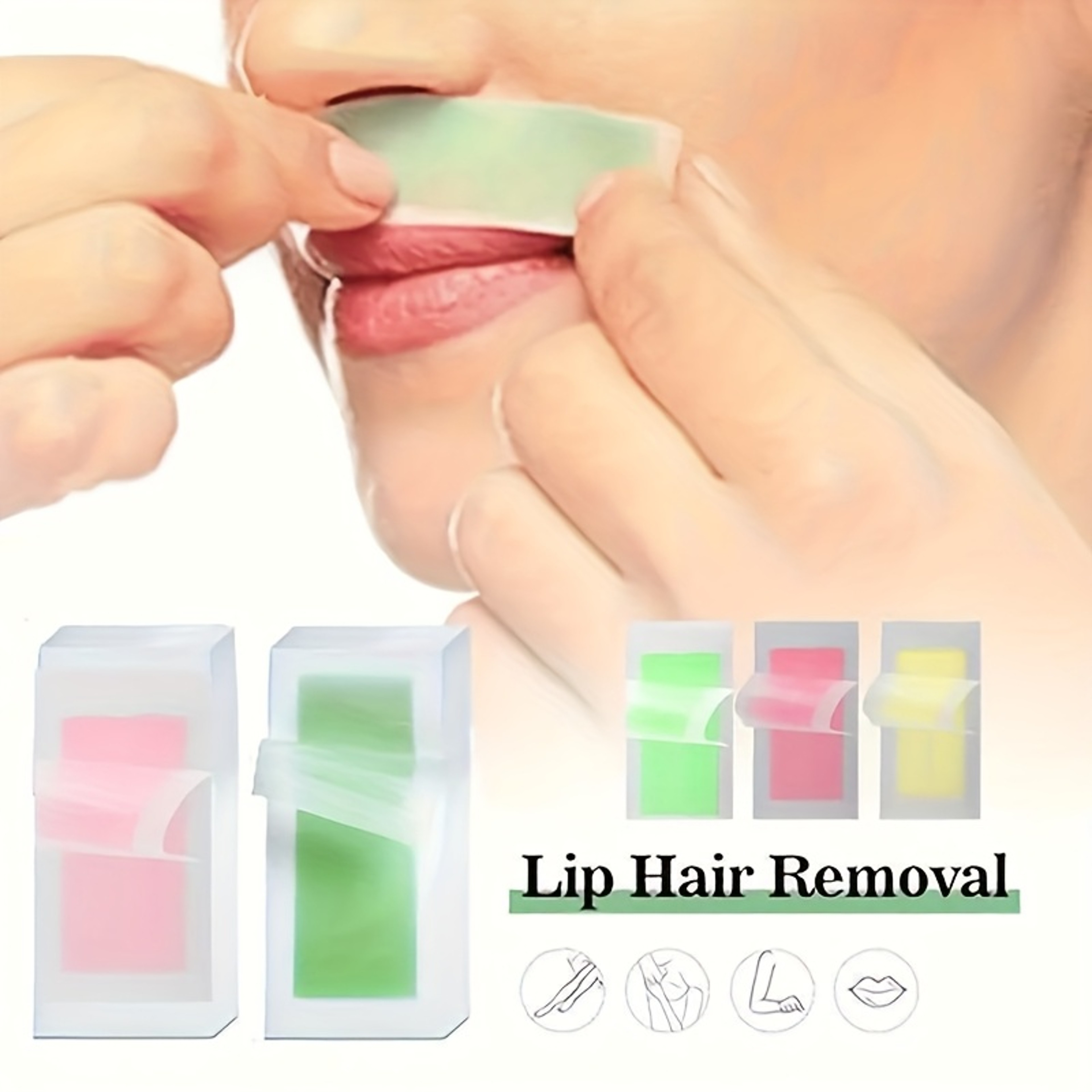 Portable Hair Removal Wax Paper, Disposable Beeswax Depilatory Paper for Facial Lip, Eyebrow, and Beard – view 1